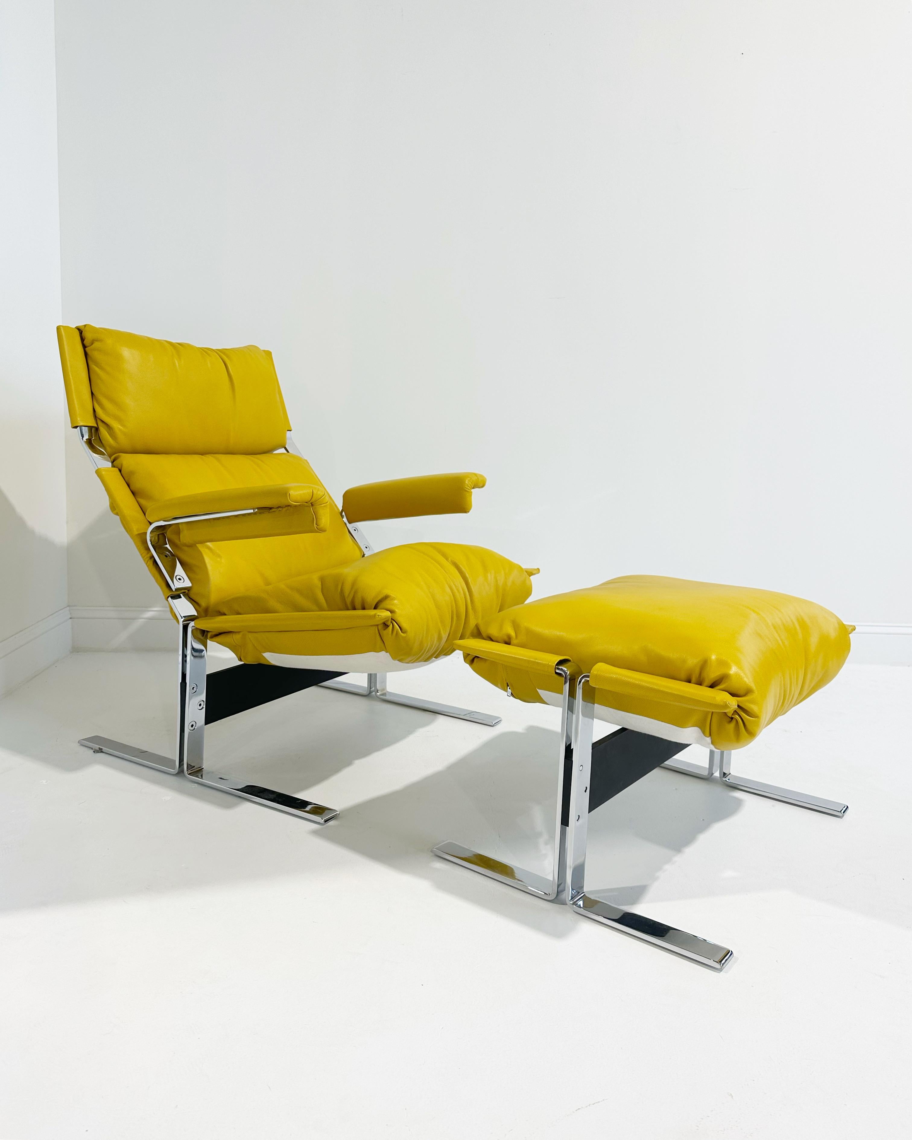 Steel Vintage Richard Hersberger Lounge Chair and Ottoman For Sale