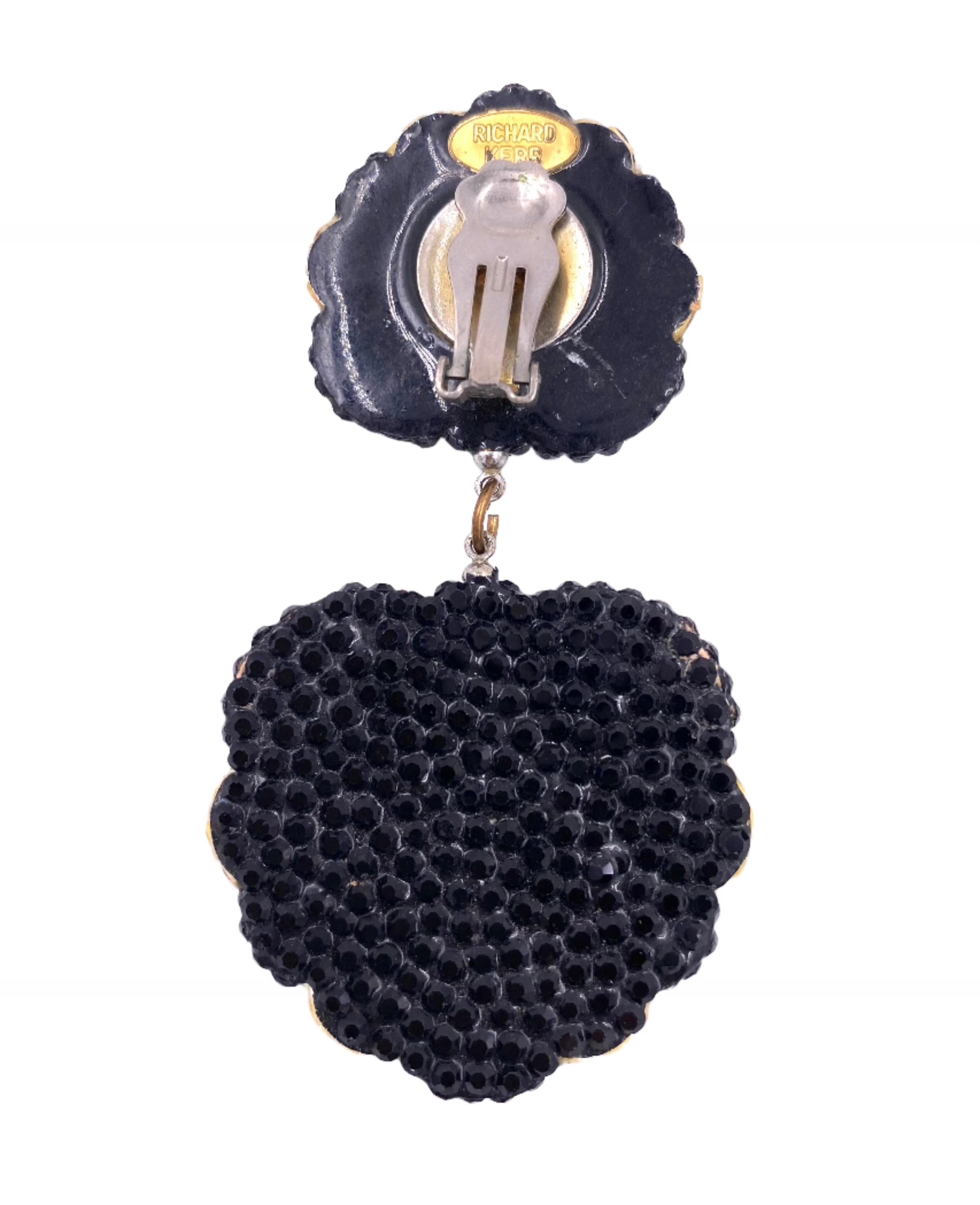 Women's Vintage Richard Kerr Black/White Striped Beaded Drop Earring