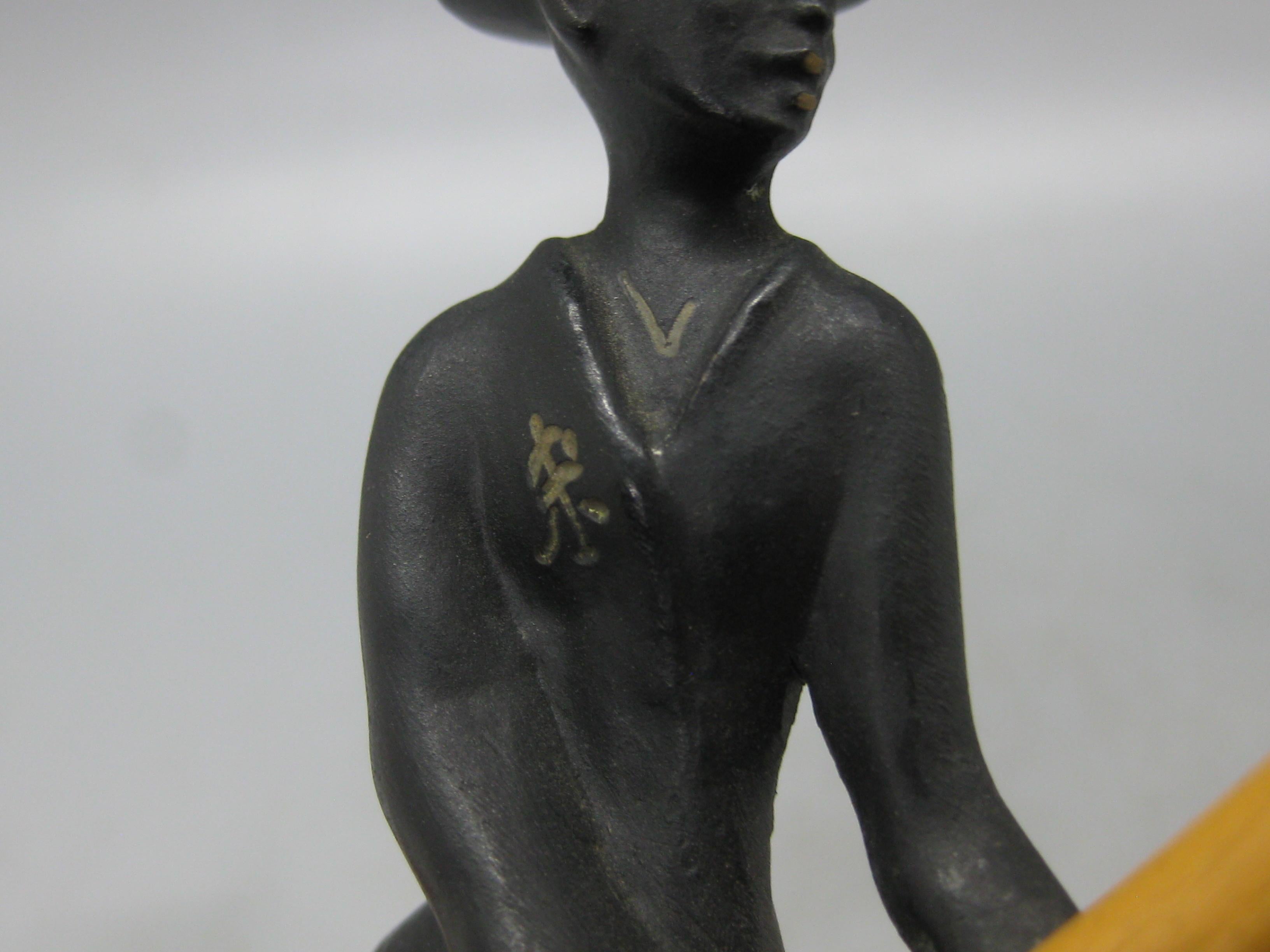 Vintage Richard Rohac Austriaco Vienna Bronze Uomo Asiatico con Figura di Bambù Statua in vendita 12
