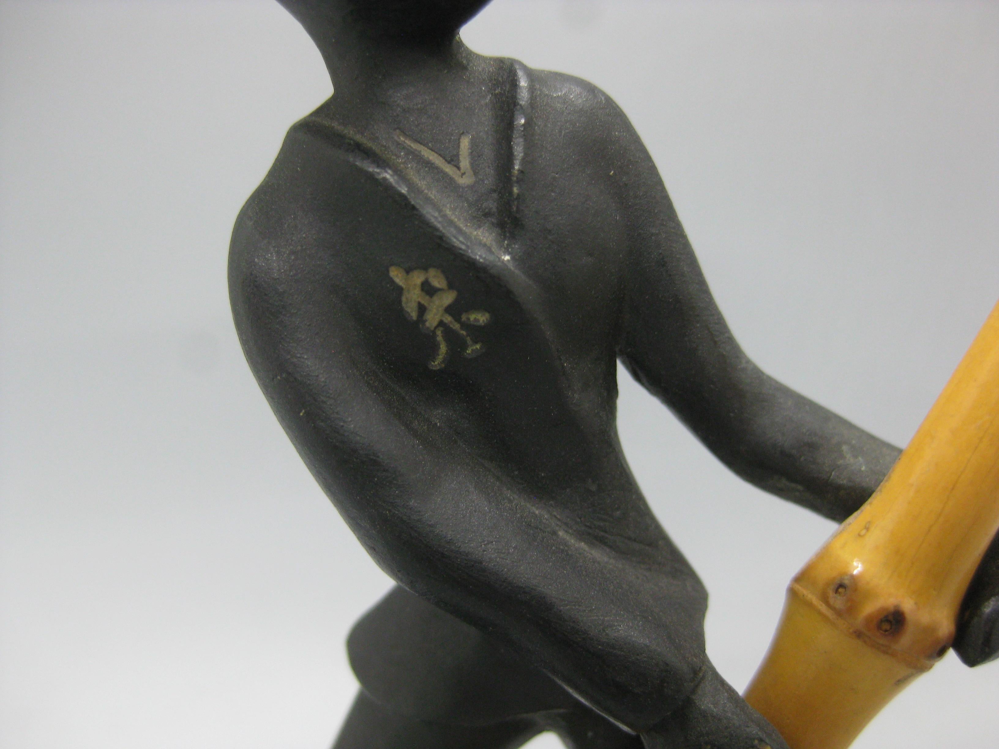 Vintage Richard Rohac Austriaco Vienna Bronze Uomo Asiatico con Figura di Bambù Statua in vendita 2