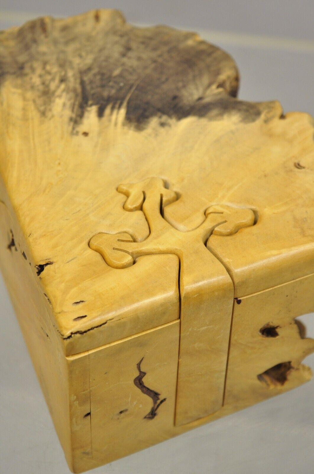 20th Century Vintage Richard Rothbard Burlwood Freeform Live Edge Puzzle Box Jewelry Box For Sale