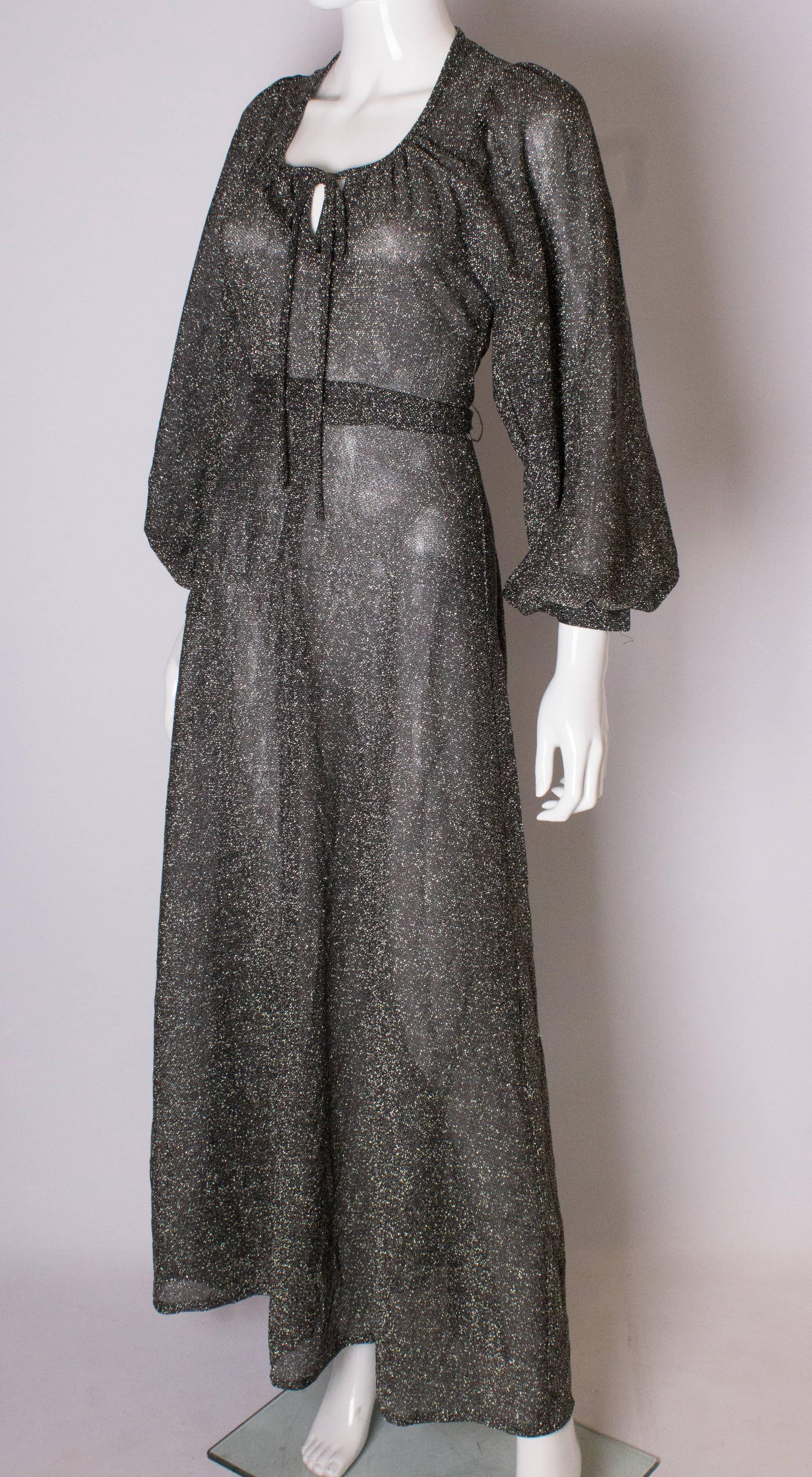 Black Vintage Richard Shop Long  Lurex Gown