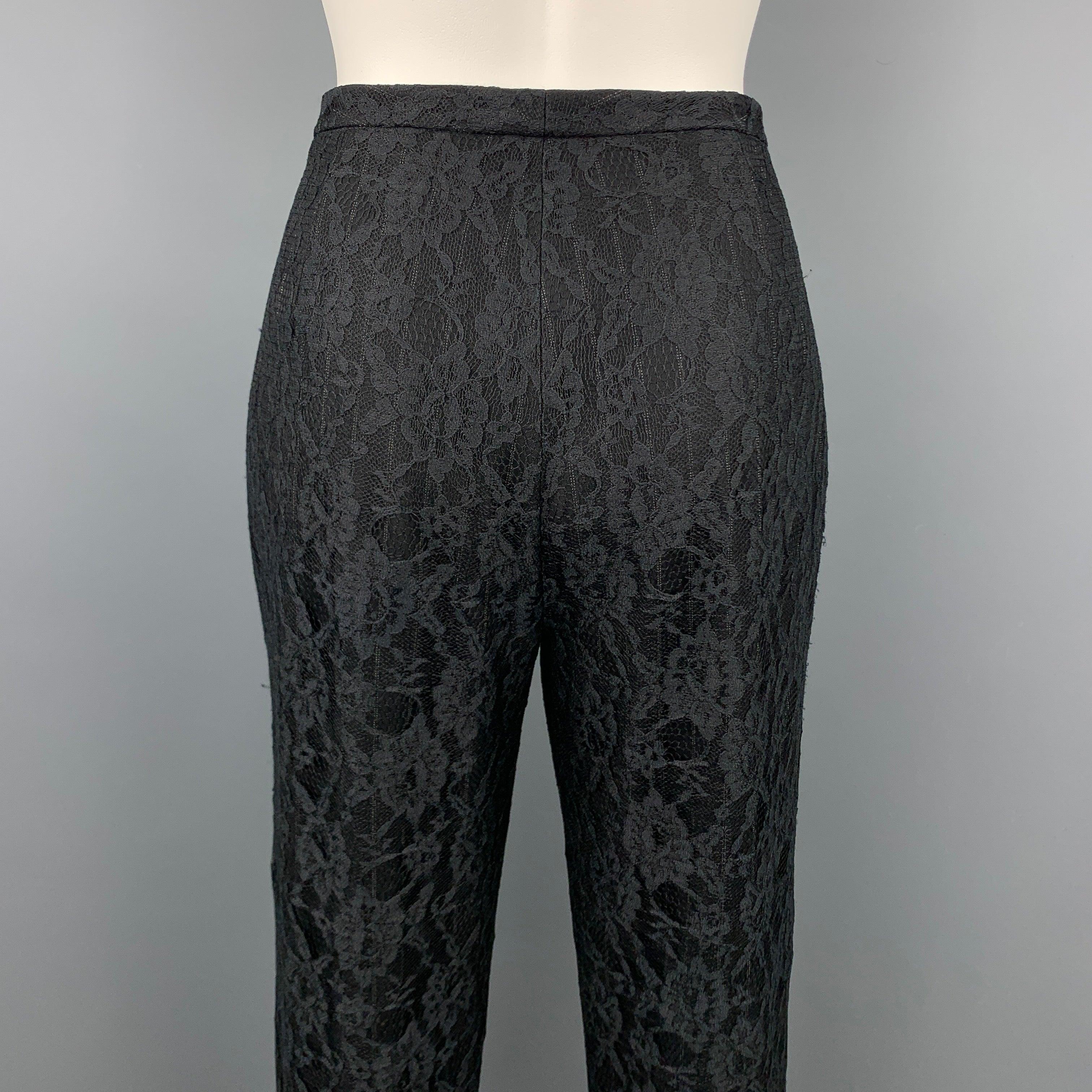 Women's Vintage RICHARD TYLER Size 10 Black Lace Wool Blend Evening Dress Pants For Sale
