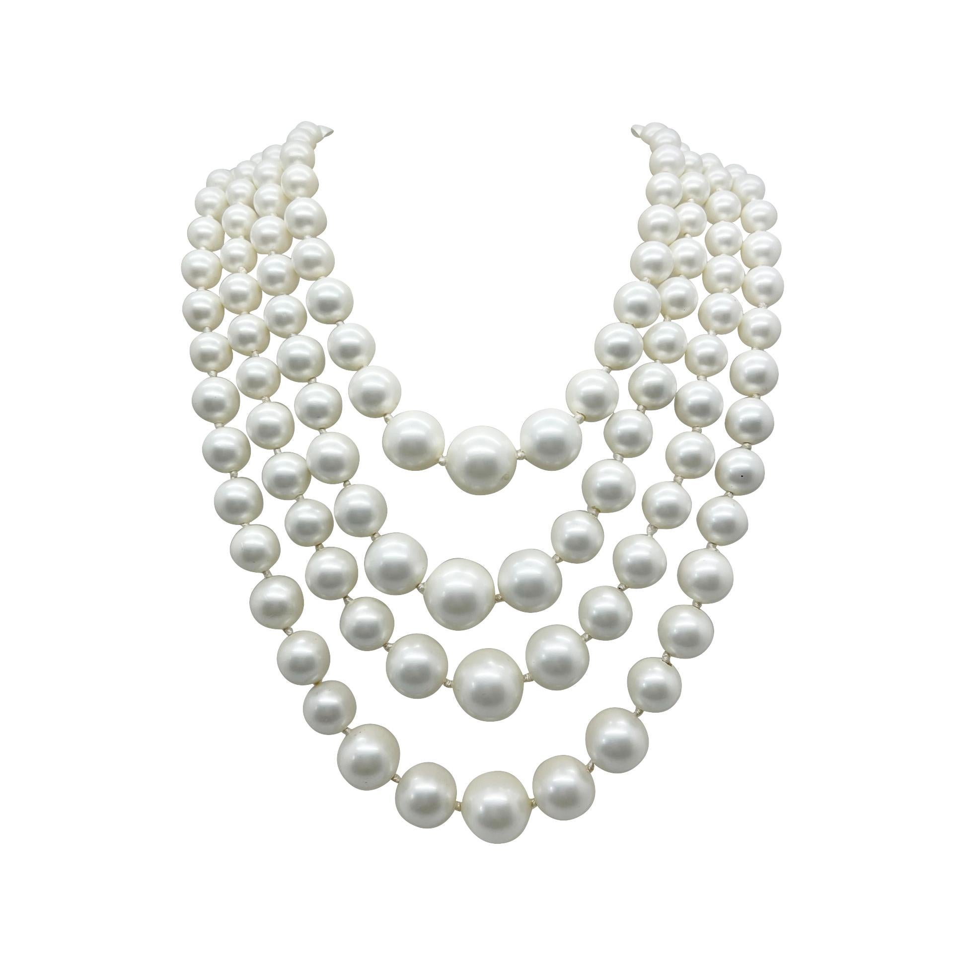 vintage Richelieu Four Row Pearl Collar 1960s For Sale at 1stDibs