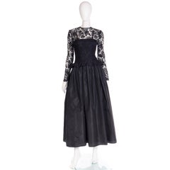 Vintage Richilene Elizabeth Arden Dress Black Lace & Taffeta Evening Gown