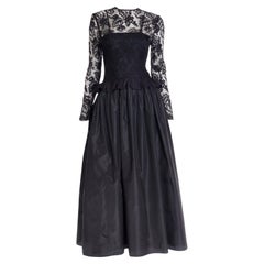 Vintage Richilene Elizabeth Arden Dress Black Lace & Taffeta Evening Gown