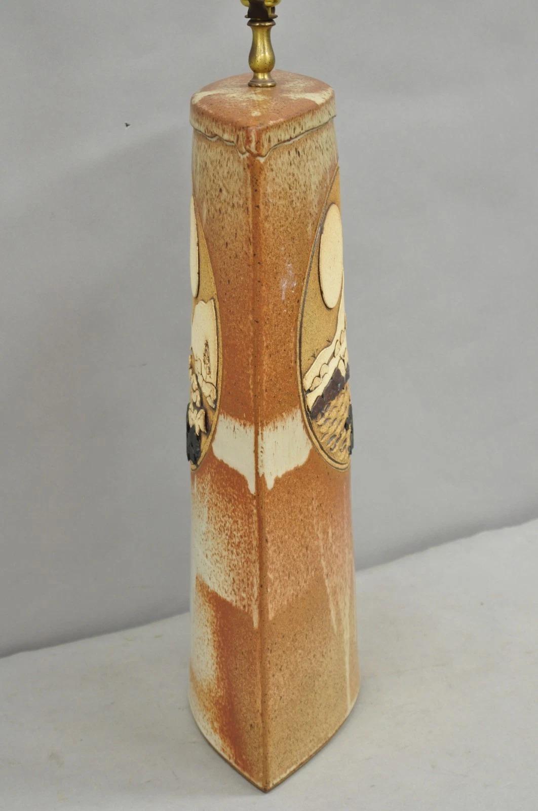 Vintage Rick Schlag Studio Orange Terracotta Pottery Southwestern Table Lamp For Sale 3