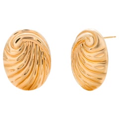 Vintage Ridged Style Thin Foil en or jaune 14 carats  Boucles d'oreilles de 0,60 pouce de long