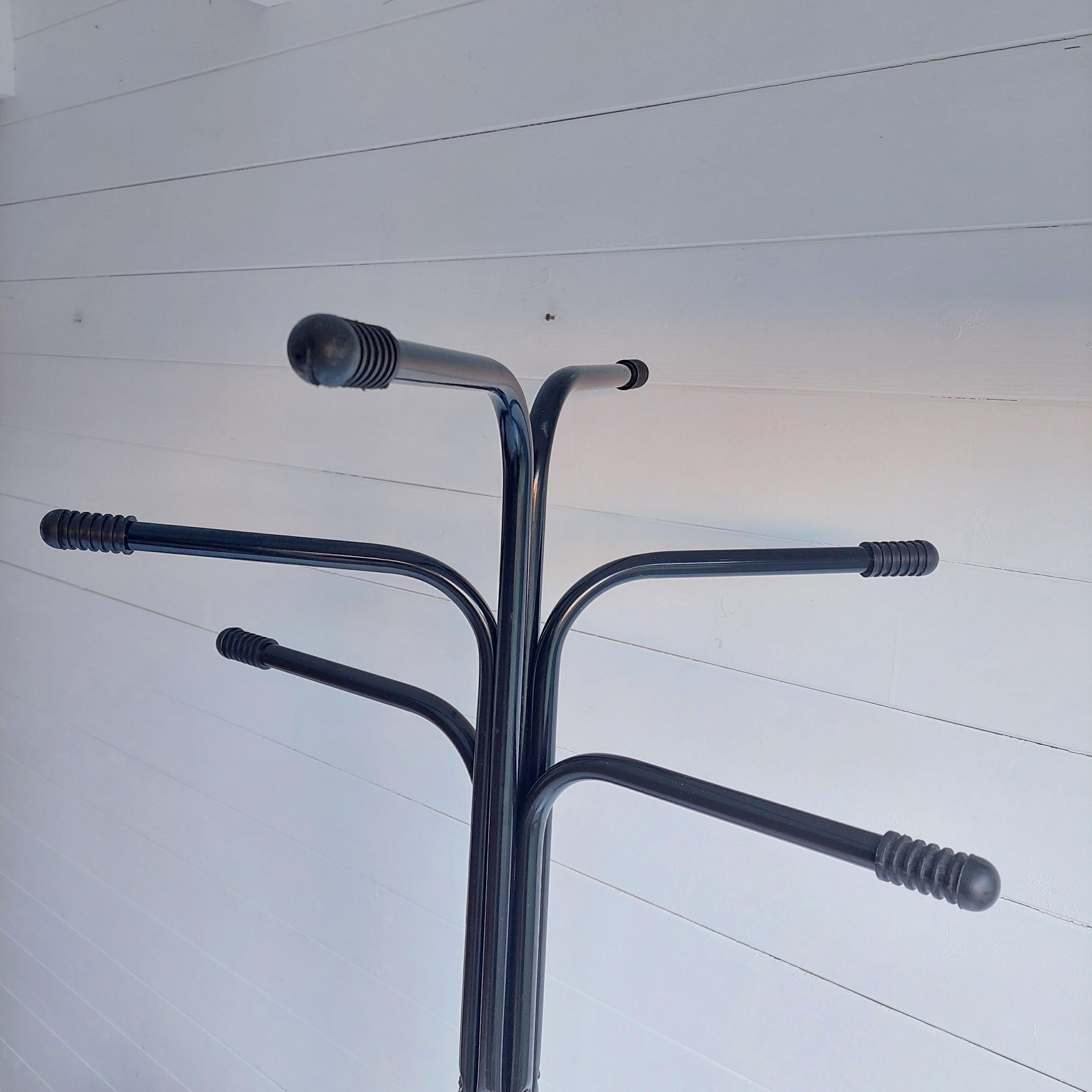 Space Age Vintage Rigg Coat Stand by Tord Bjorklund for Ikea 80s Tubular Metal Black For Sale