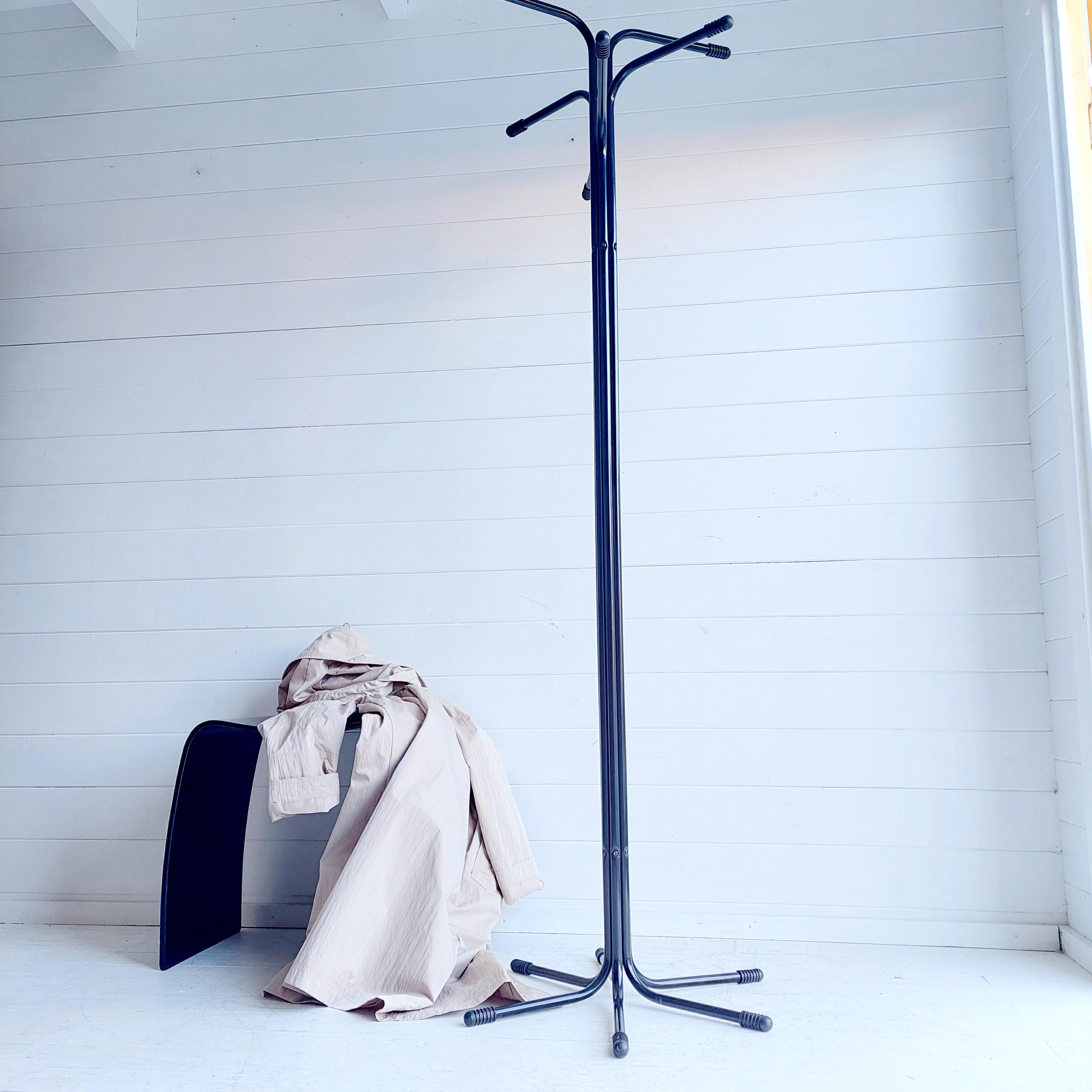 Vintage Rigg Coat Stand by Tord Bjorklund for Ikea 80s Tubular Metal Black In Good Condition For Sale In Leamington Spa, GB
