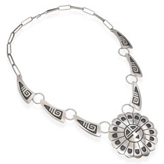 Vintage Riley Polequaptewa Sterling Silver Hopi Sun Face Necklace