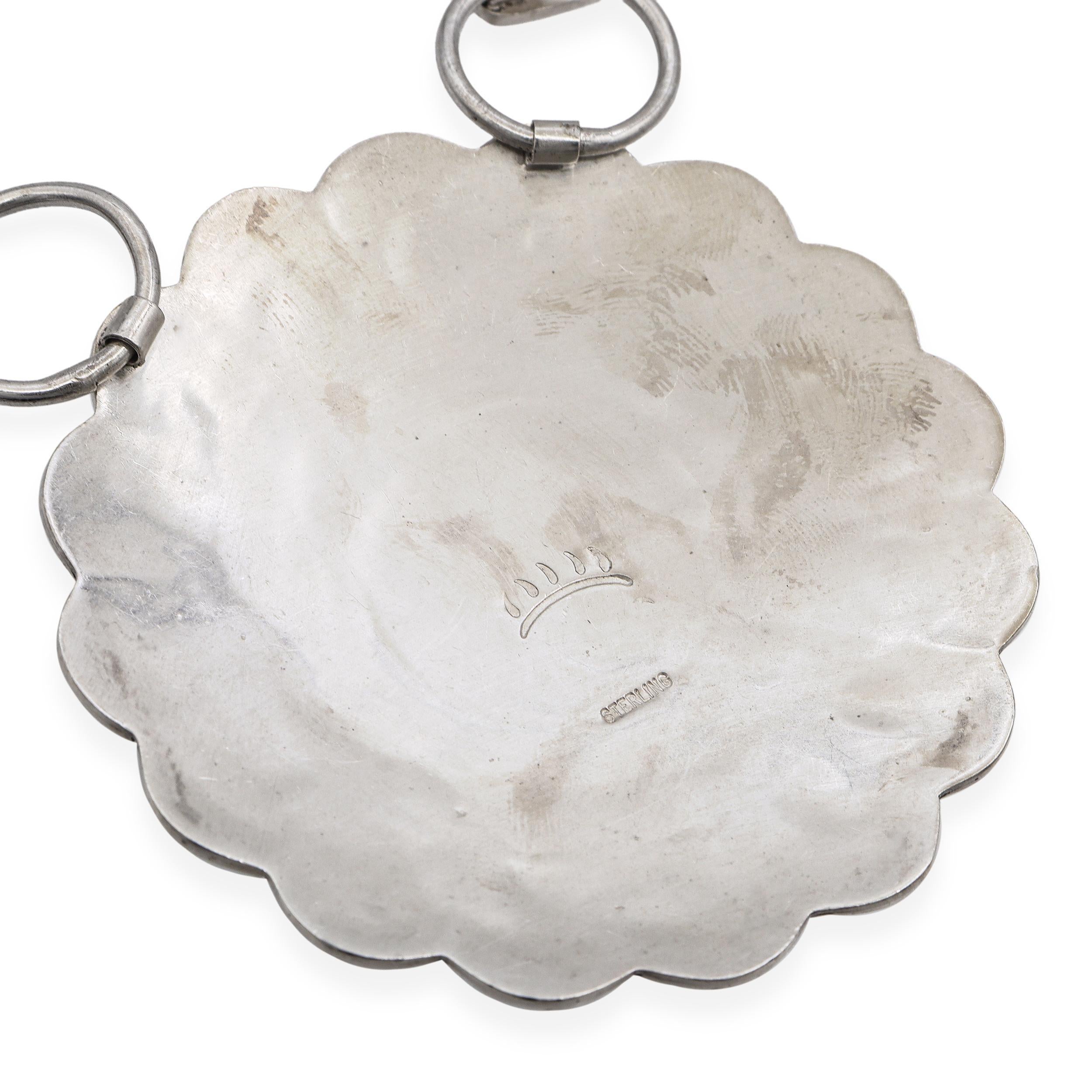 Collana d'epoca Riley Polequaptewa in argento Hopi con volto solare in vendita 1