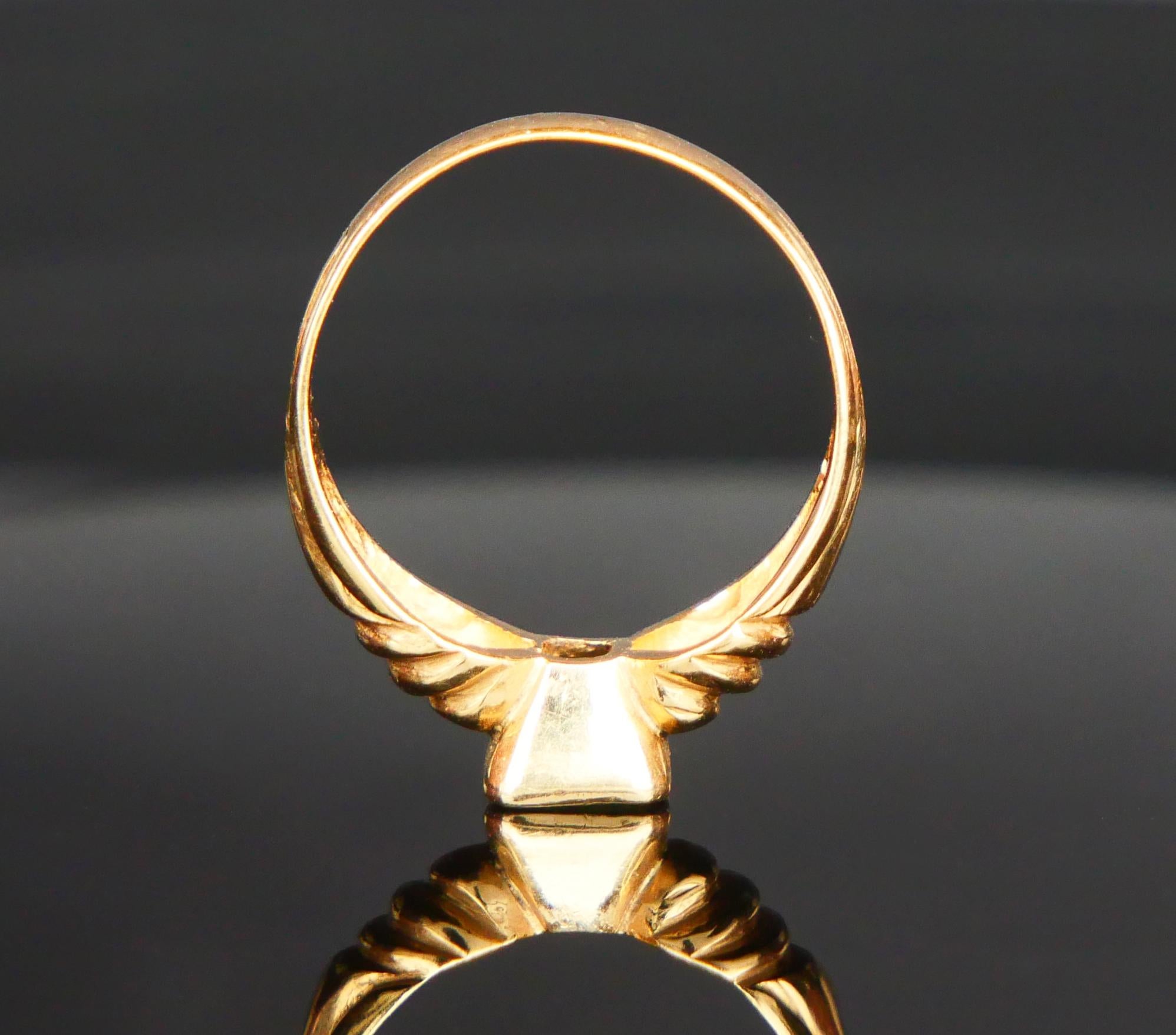 Vintage Ring 0.85ct Smaragd massiv 18K Gelbgold Ø US7 / 3.7gr (Smaragdschliff) im Angebot