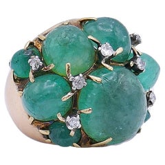 Vintage Ring 14k Gold Emerald Cocktail Estate Jewelry