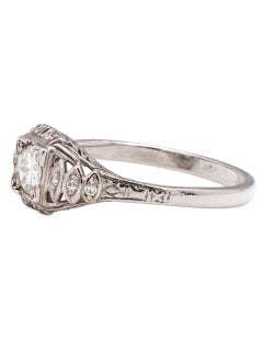 Vintage Ring 18 Karat White Gold 0.45 Carat Transitional Cut I-SI1, circa 1930s