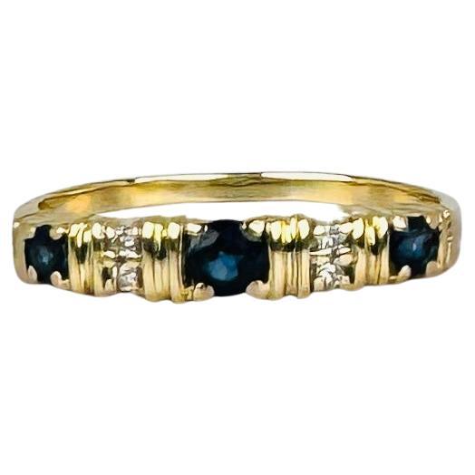 Ring 18k yellow gold  with blue sapphires 0.09 carat  & diamonds 0.08 carat