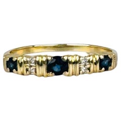 Ring 18k yellow gold  with blue sapphires 0.09 carat  & diamonds 0.08 carat