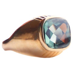 Vintage Ring 6ct Green Spinel solid 18K Gold Ø4 US / 5.75 gr