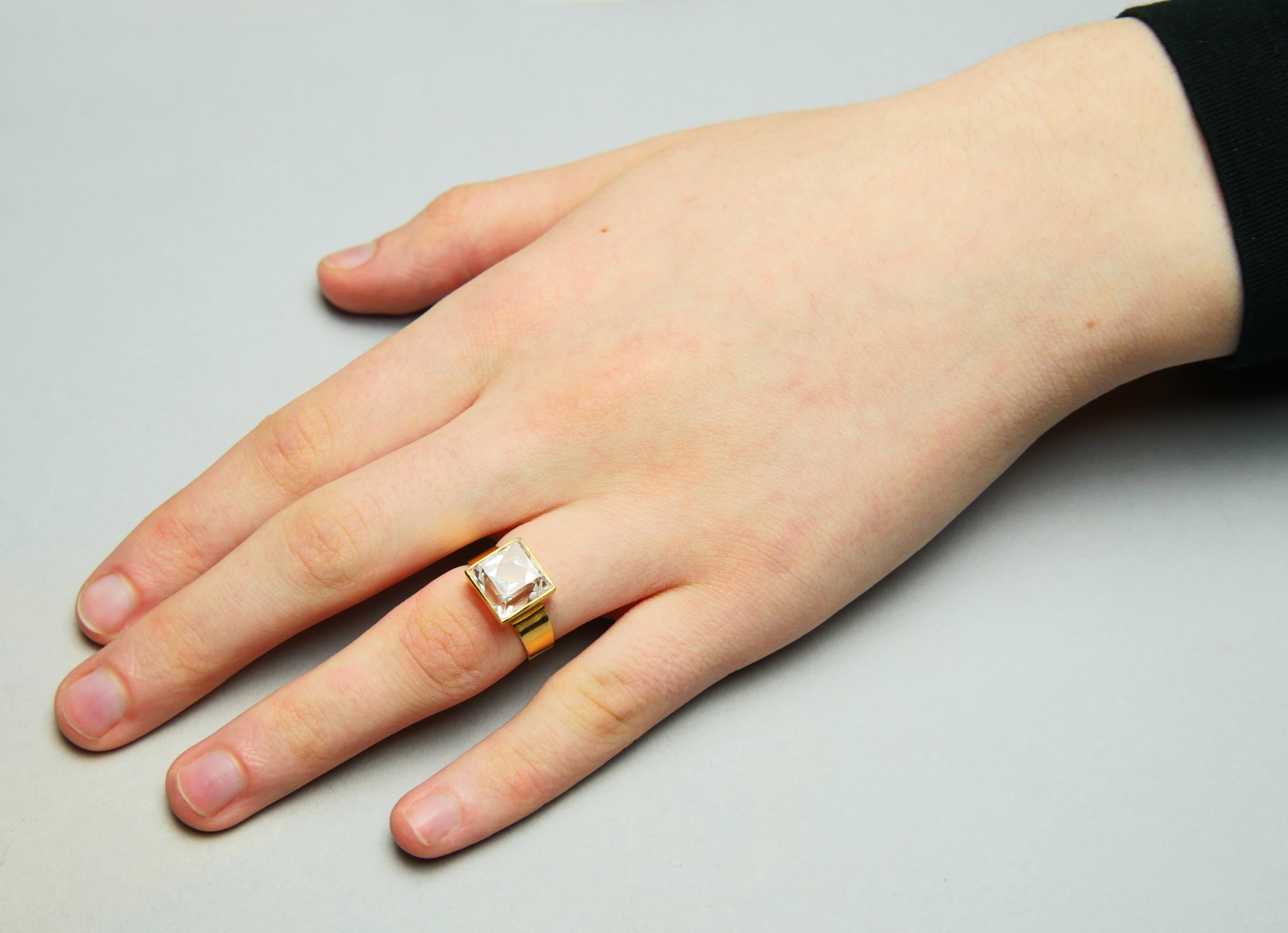 Bague Vintage 6ct White Spinel solid 18K Gold Ø5.75 US / 5.17 gr en vente 6