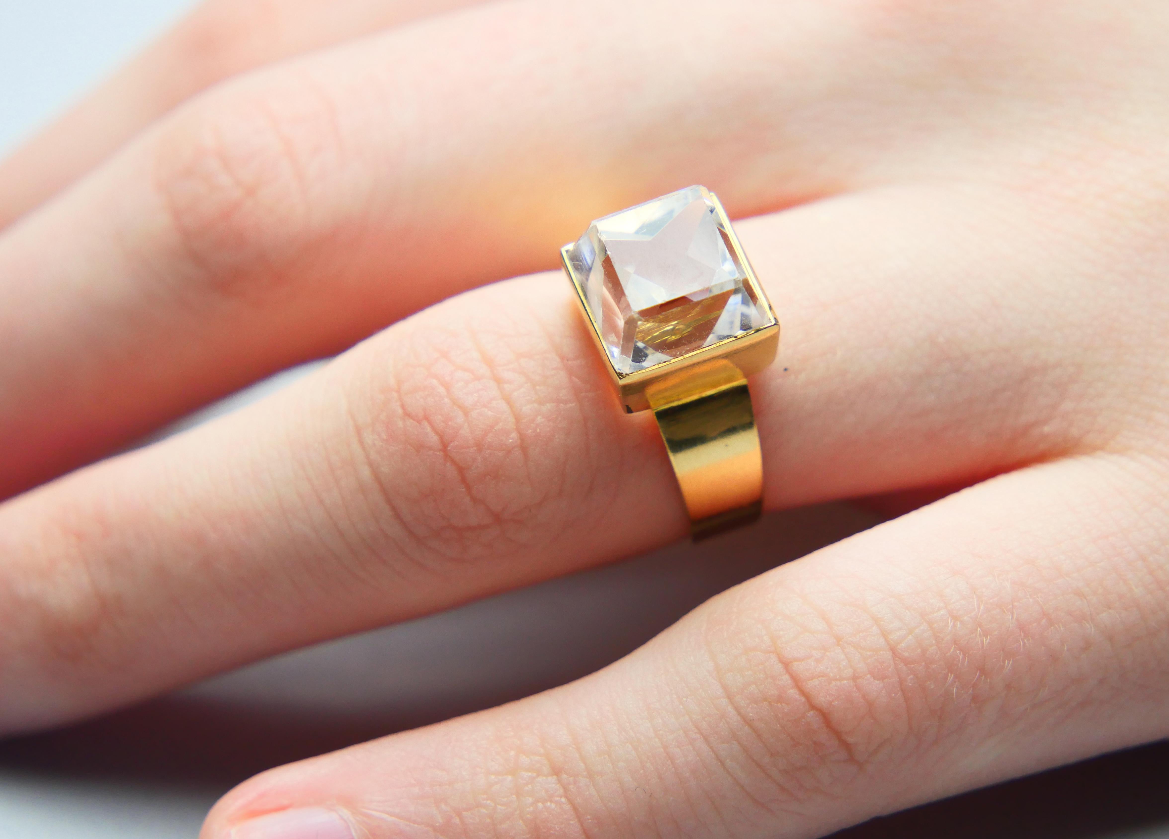 Bague Vintage 6ct White Spinel solid 18K Gold Ø5.75 US / 5.17 gr en vente 7