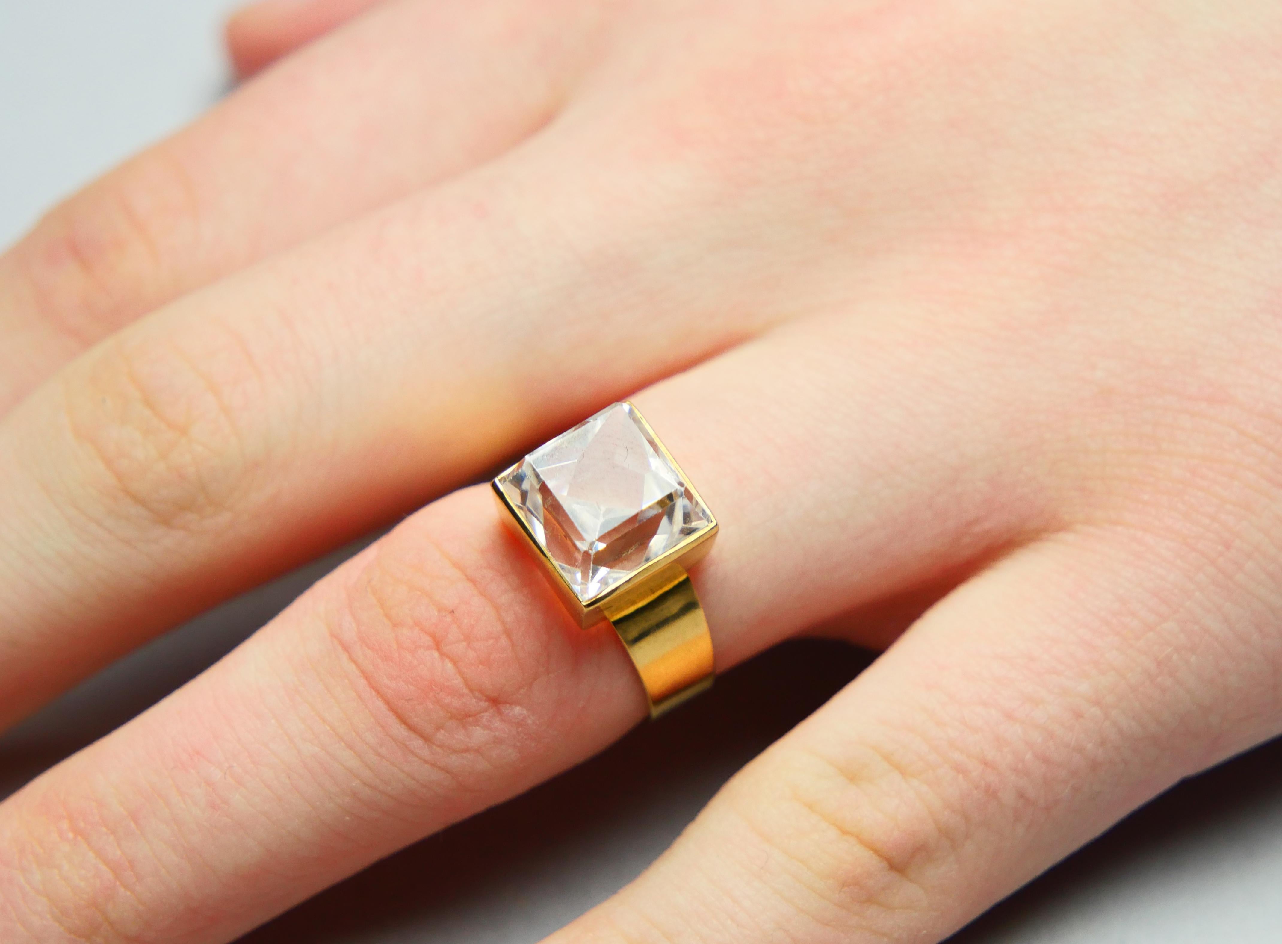 Bague Vintage 6ct White Spinel solid 18K Gold Ø5.75 US / 5.17 gr en vente 8