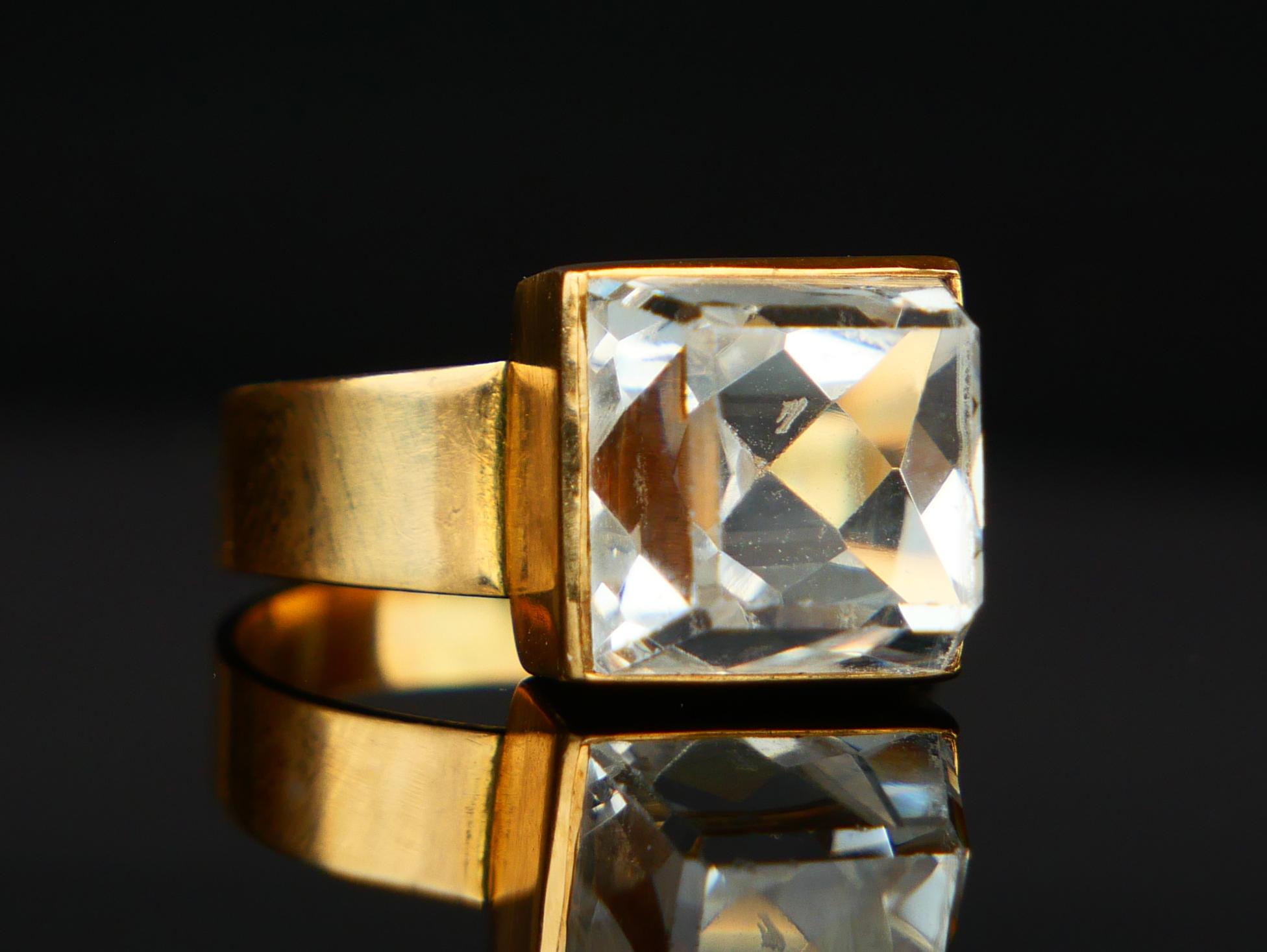 Bague Vintage 6ct White Spinel solid 18K Gold Ø5.75 US / 5.17 gr en vente 11