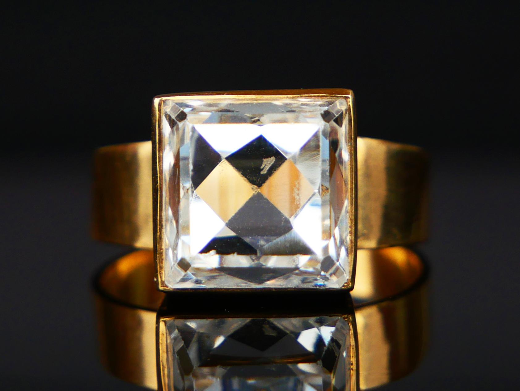 Bague Vintage 6ct White Spinel solid 18K Gold Ø5.75 US / 5.17 gr en vente 12