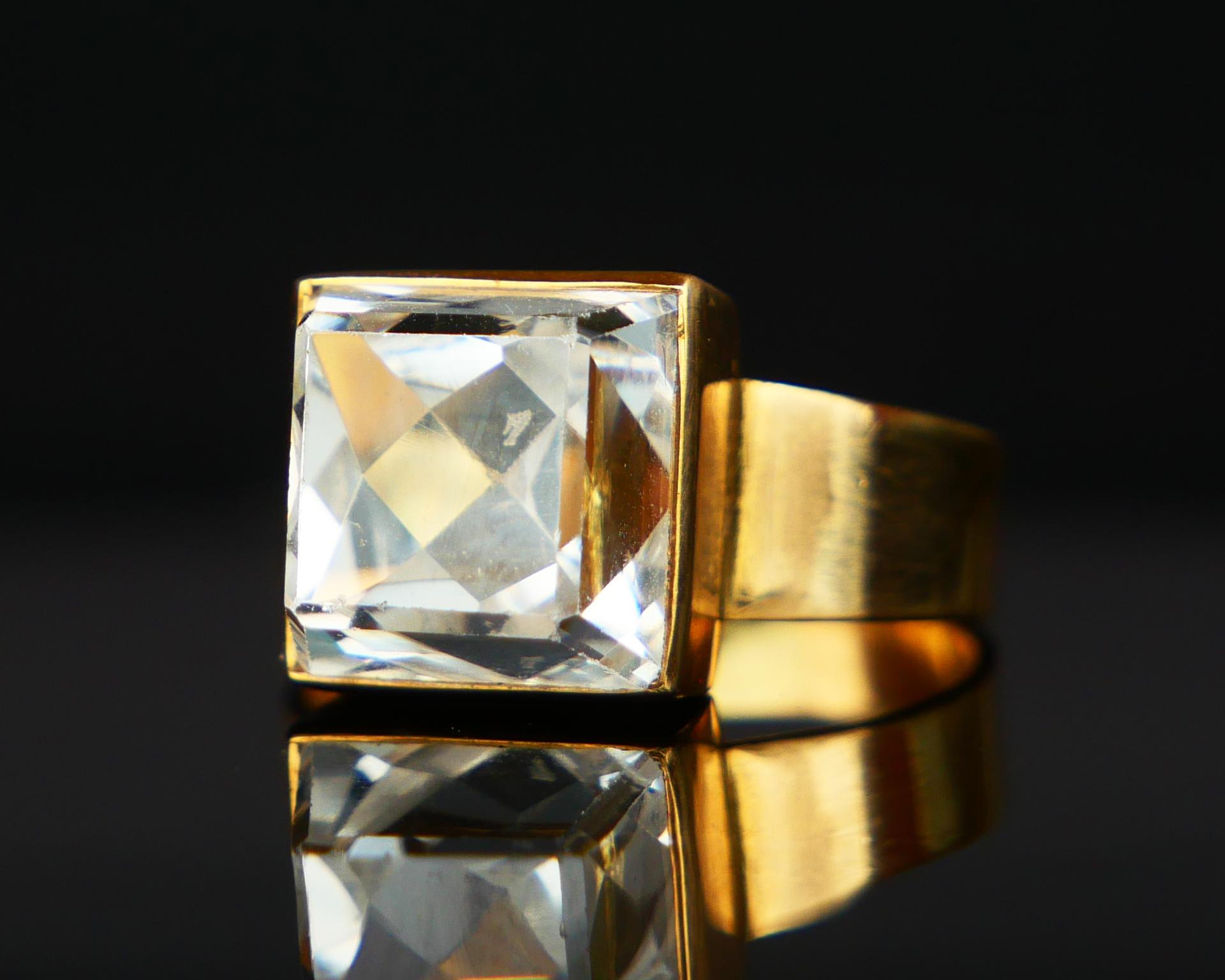 Bague Vintage 6ct White Spinel solid 18K Gold Ø5.75 US / 5.17 gr en vente 13