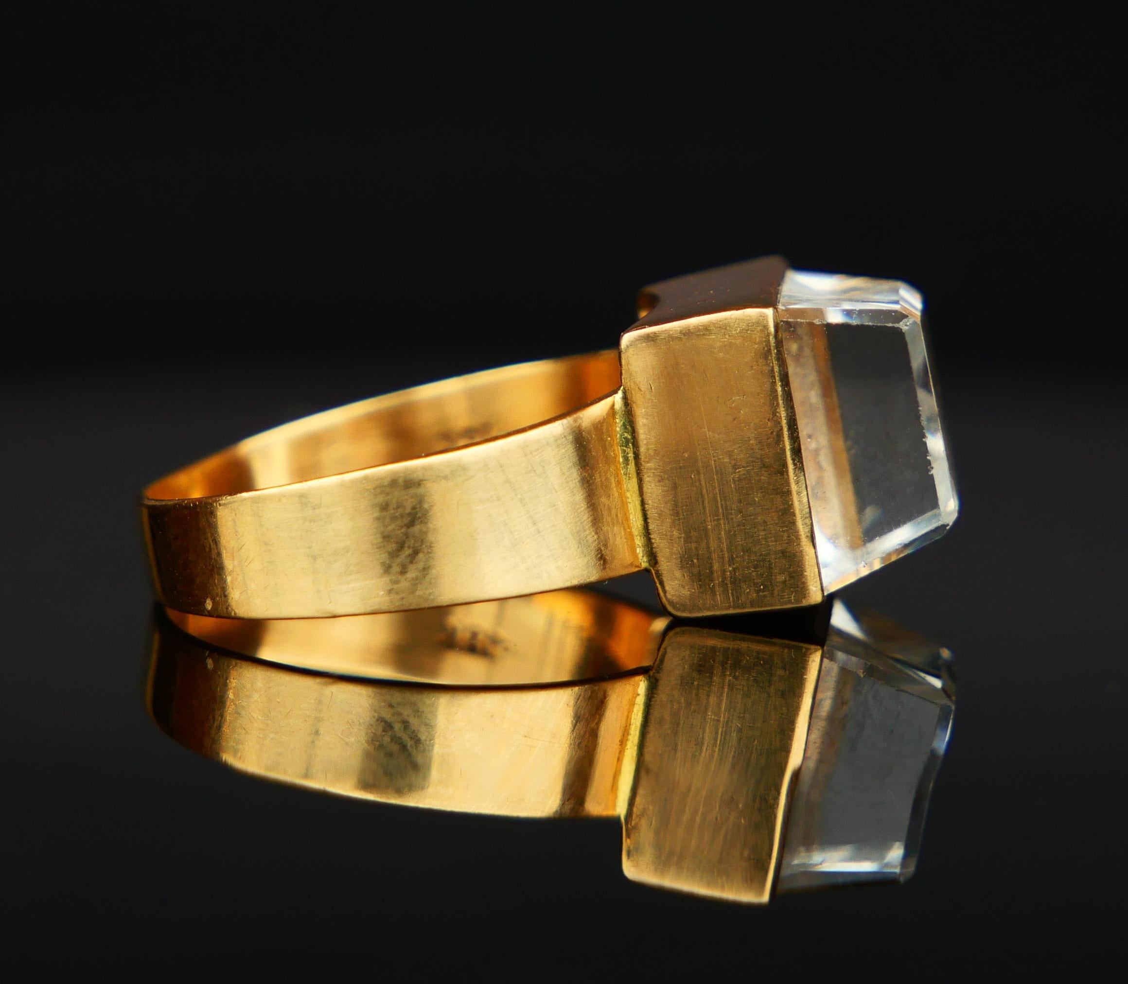 Bague Vintage 6ct White Spinel solid 18K Gold Ø5.75 US / 5.17 gr en vente 14