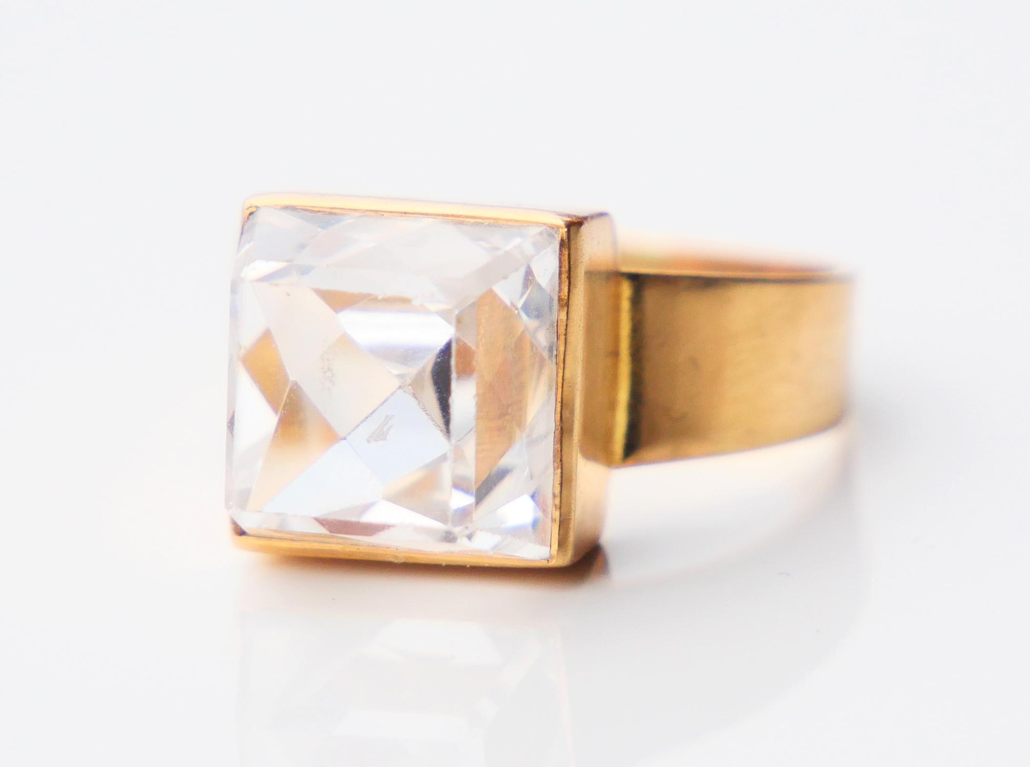 Rétro Bague Vintage 6ct White Spinel solid 18K Gold Ø5.75 US / 5.17 gr en vente