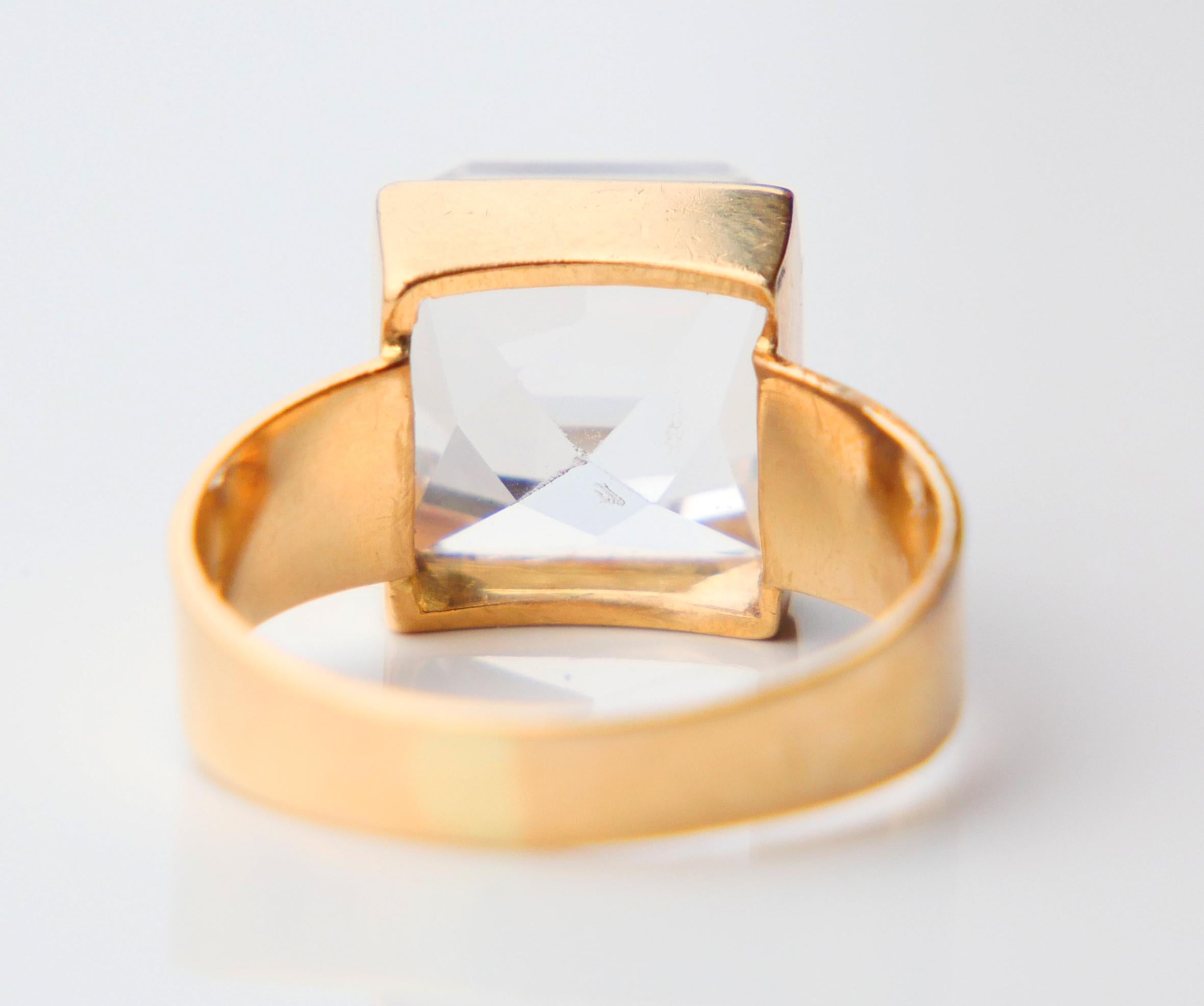 Bague Vintage 6ct White Spinel solid 18K Gold Ø5.75 US / 5.17 gr Pour femmes en vente