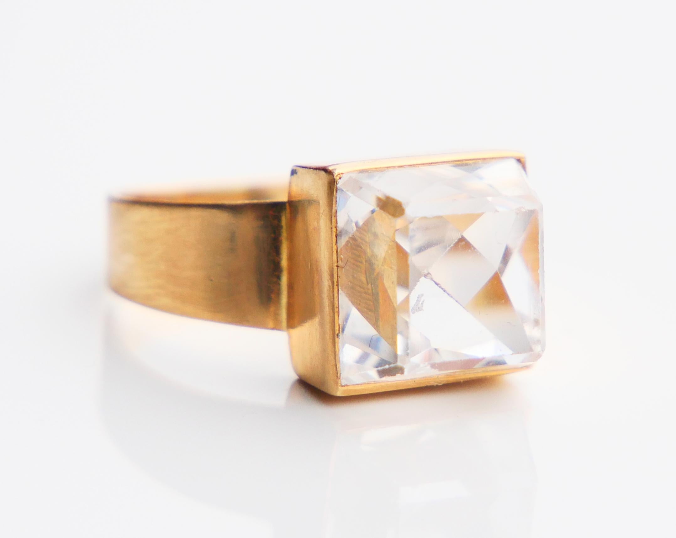 Bague Vintage 6ct White Spinel solid 18K Gold Ø5.75 US / 5.17 gr en vente 2