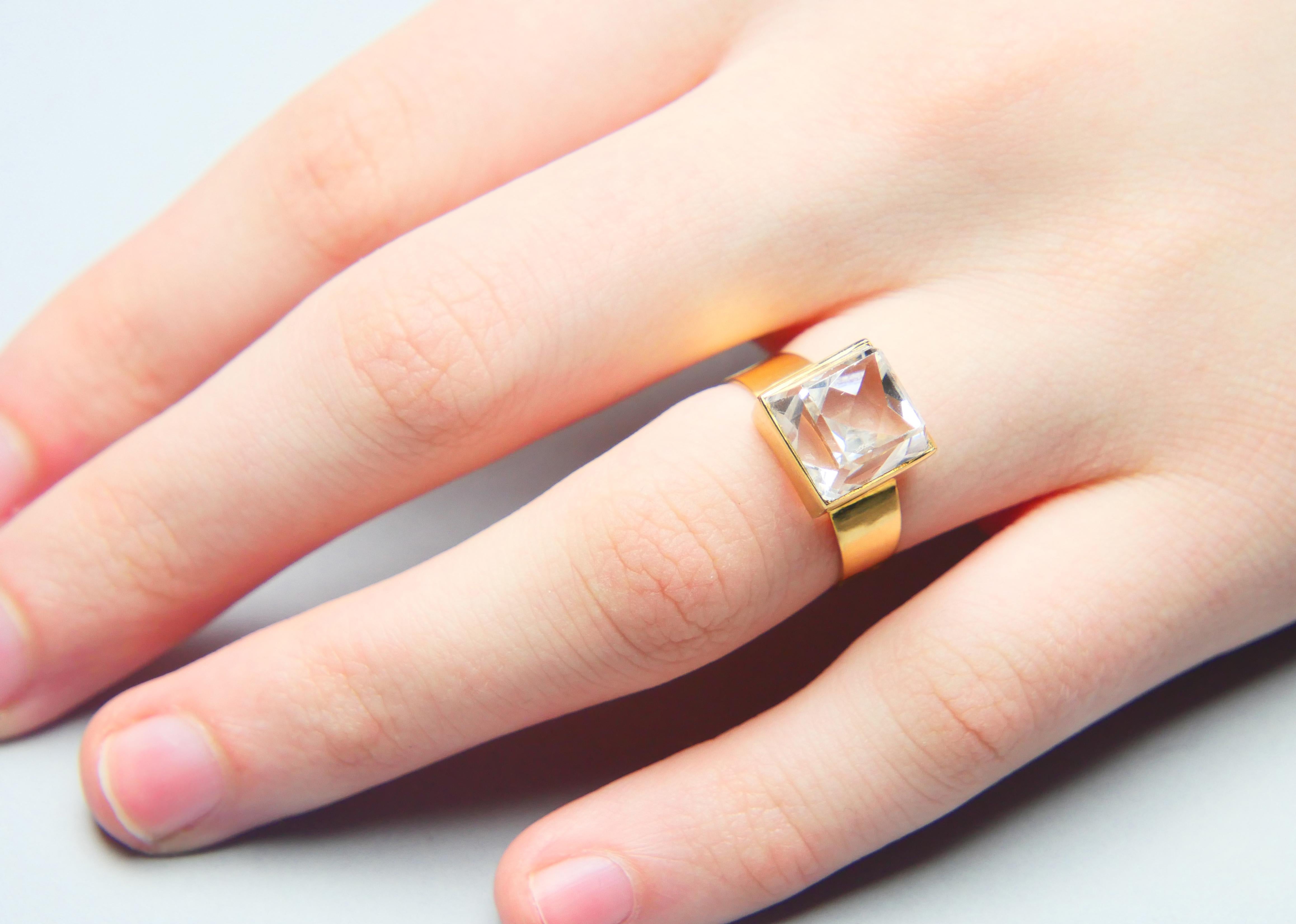 Bague Vintage 6ct White Spinel solid 18K Gold Ø5.75 US / 5.17 gr en vente 4