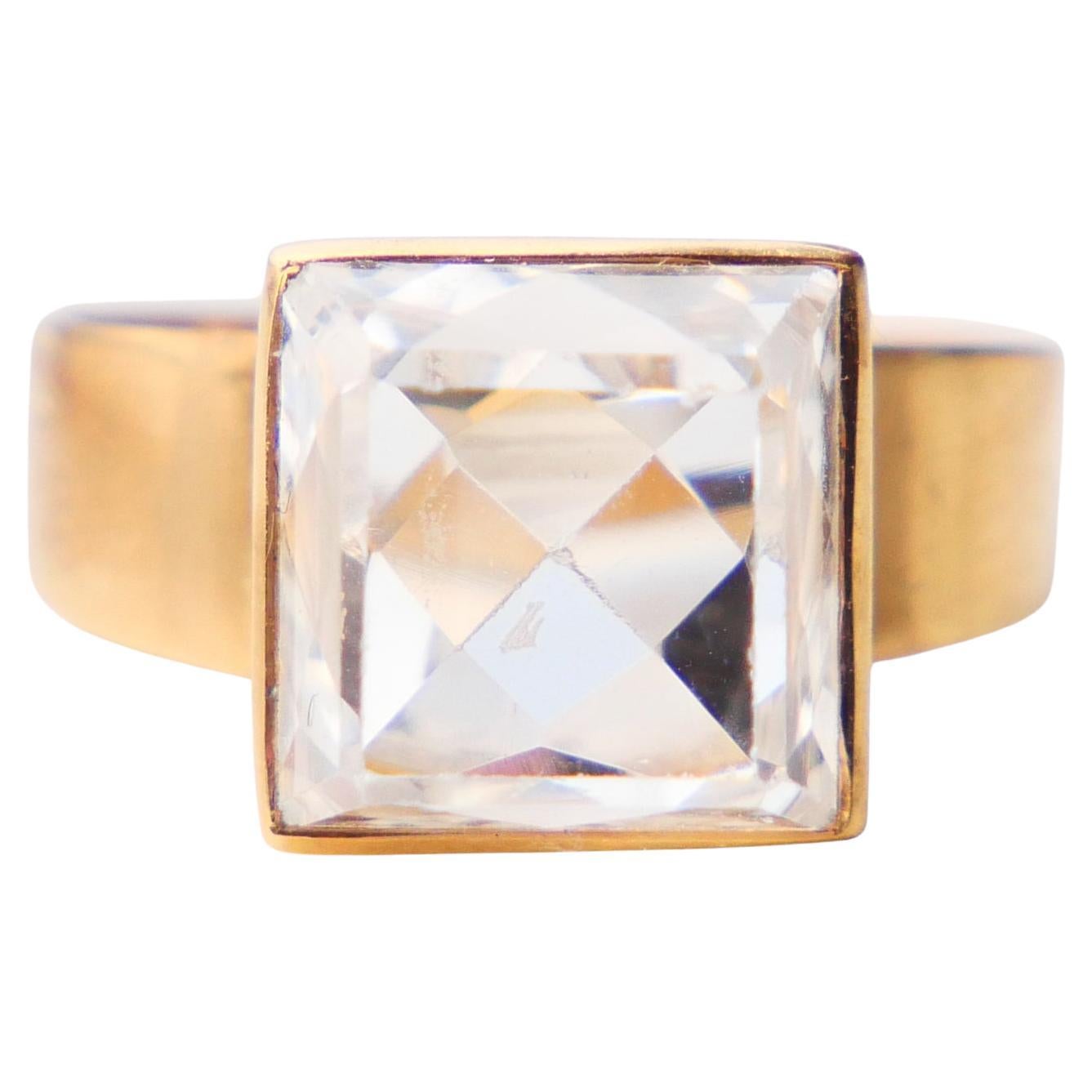 Bague Vintage 6ct White Spinel solid 18K Gold Ø5.75 US / 5.17 gr en vente