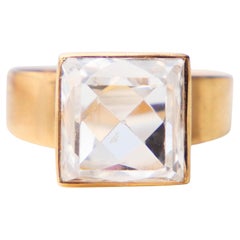 Vintage Ring 6ct White Spinel solid 18K Gold Ø5.75 US / 5.17 gr