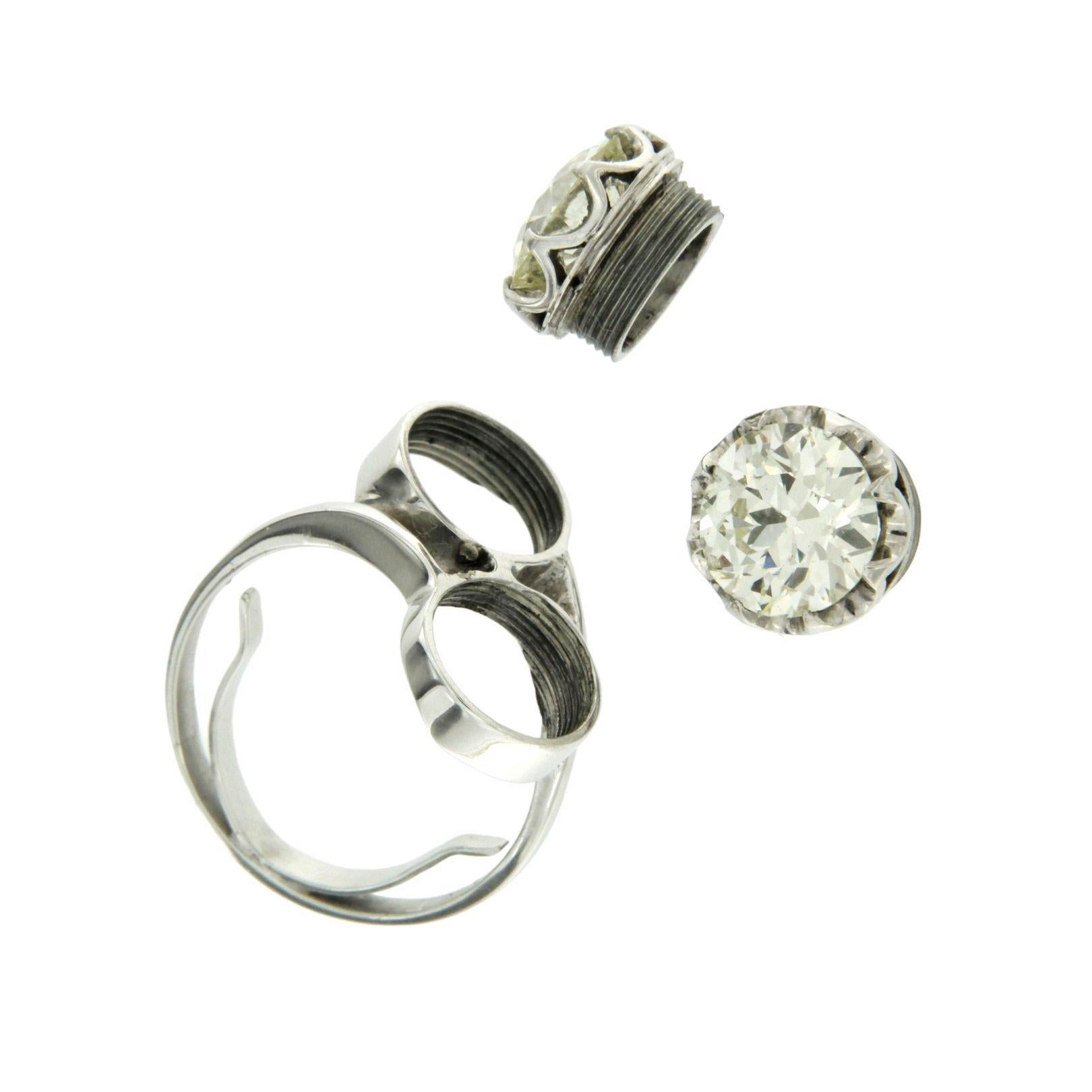 Rough Cut Vintage Ring Convertible into Earrings with Diamonds For Sale