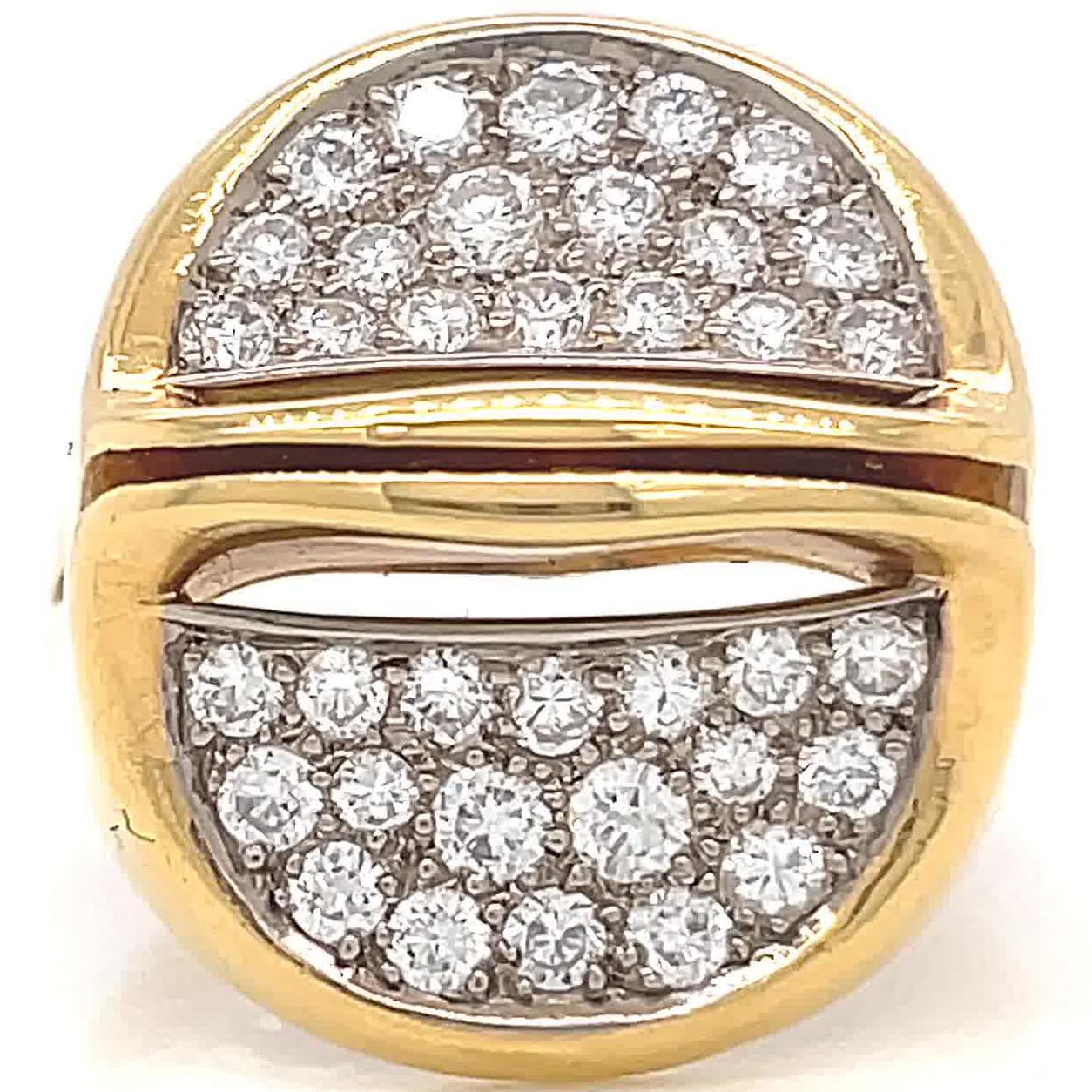 Round Cut Vintage Ring Diamond 18 Karat Gold Ring
