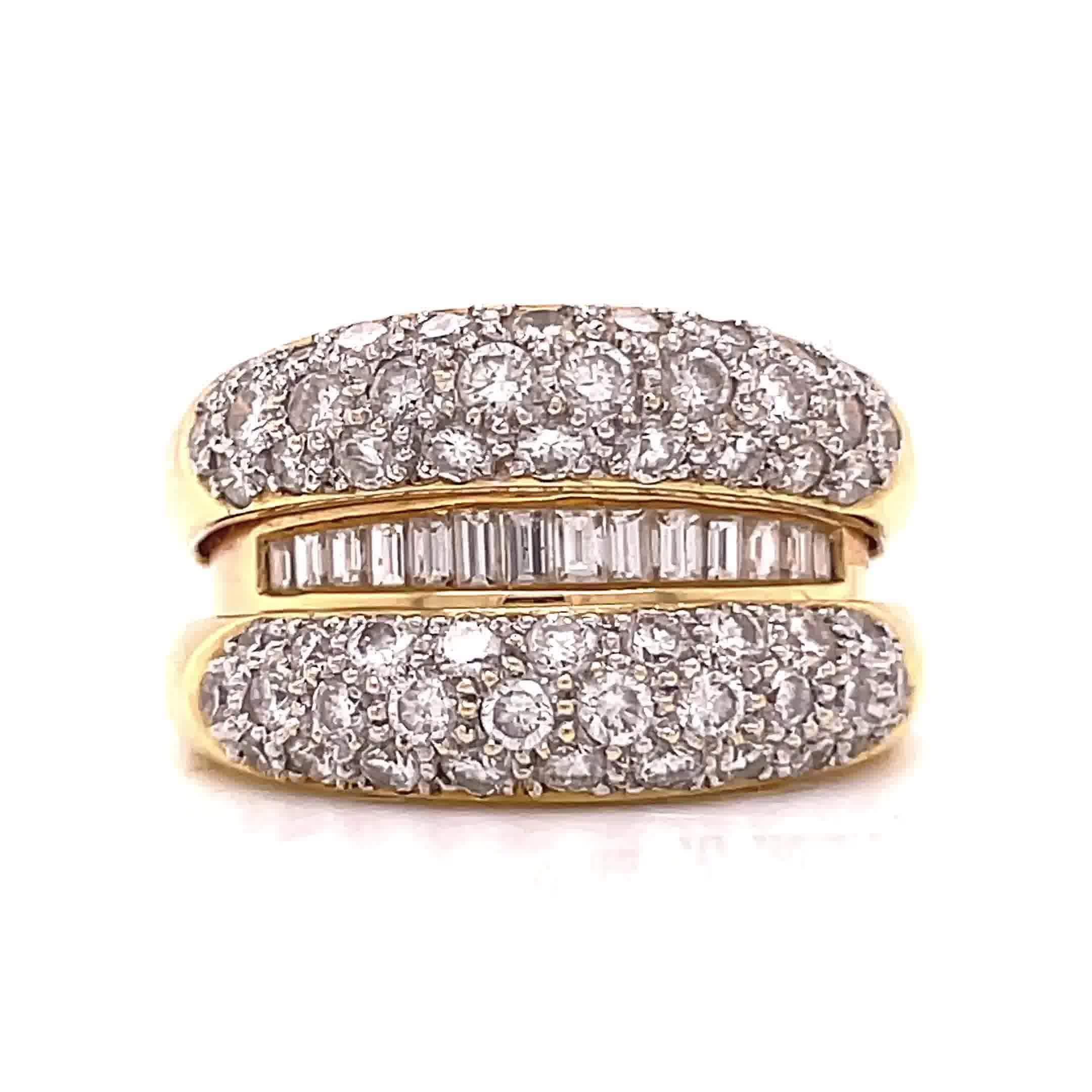 Vintage Ring Diamond Ruby 18 Karat Gold Day Night Ring 1