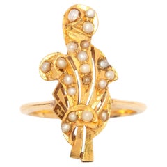 Bague vintage en or avec micro-perles