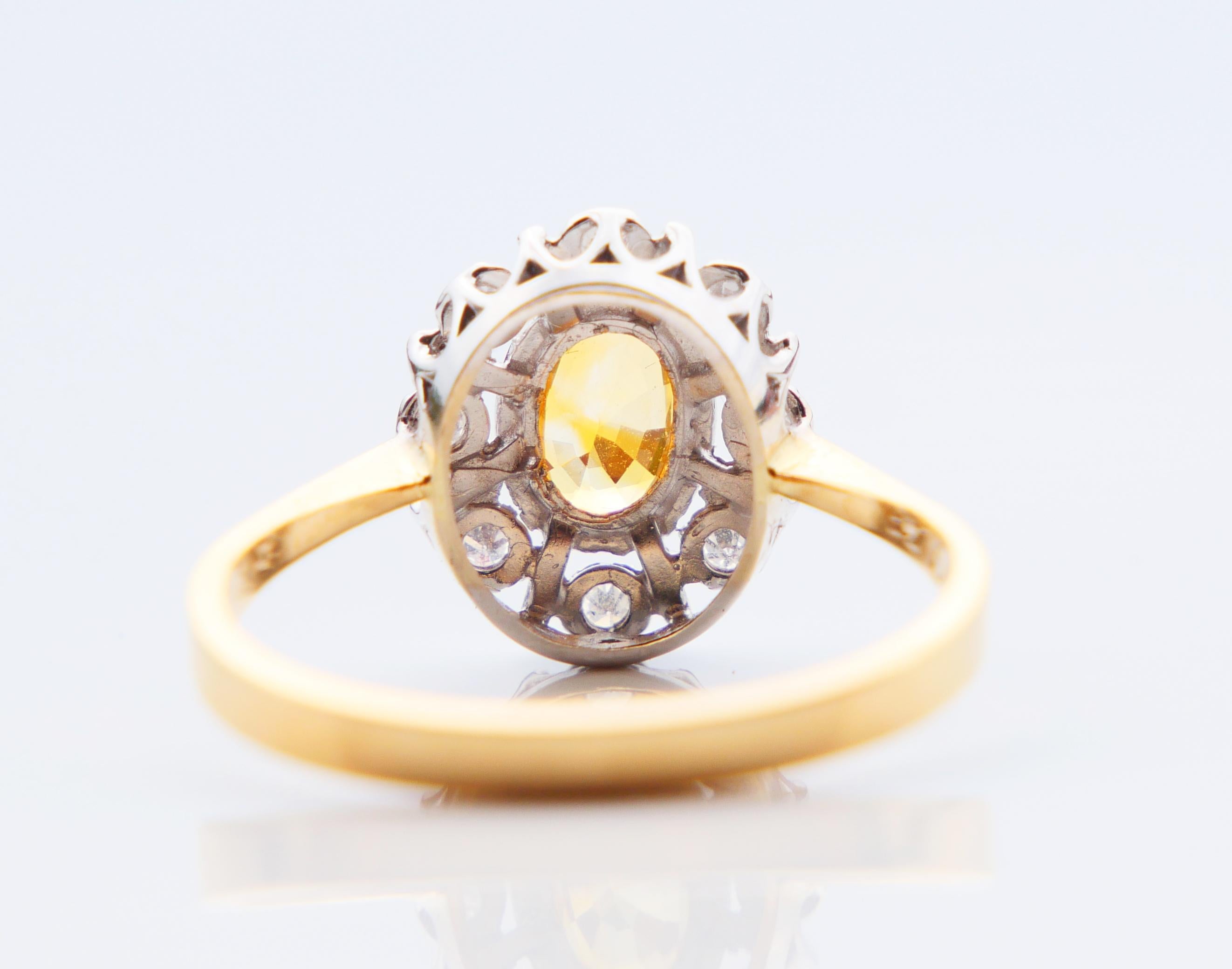 Anillo vintage zafiro amarillo natural 1ct diamantes oro macizo 18K ØUS6.75/2.35gr en venta 6