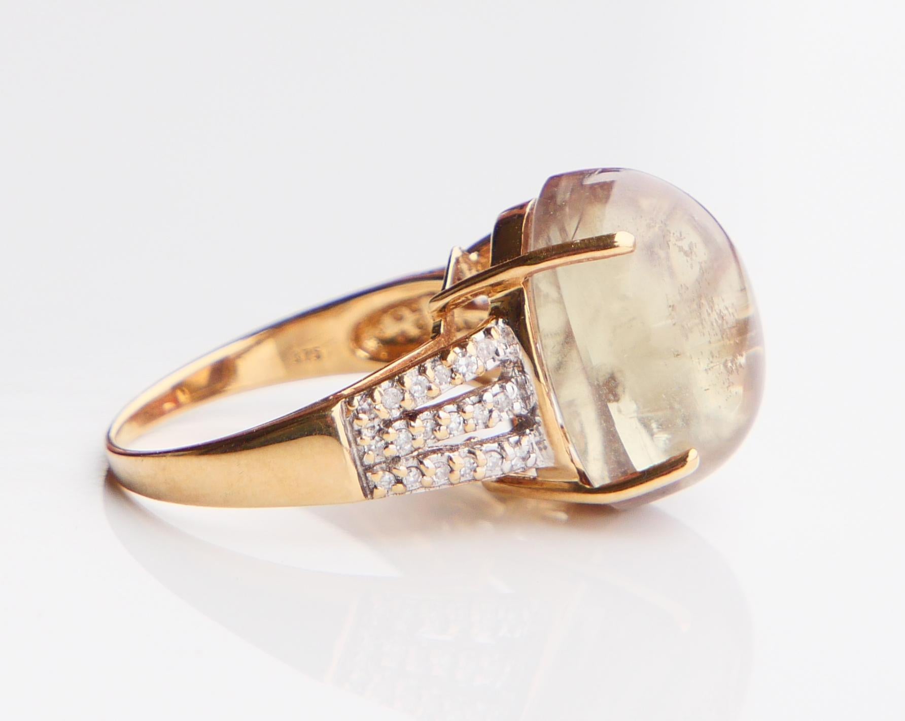 Vintage Ring natürlich 20ct Chrysoberyll Diamanten massiv 9K Gold Ø 7.5US / 7.4 gr im Angebot 8