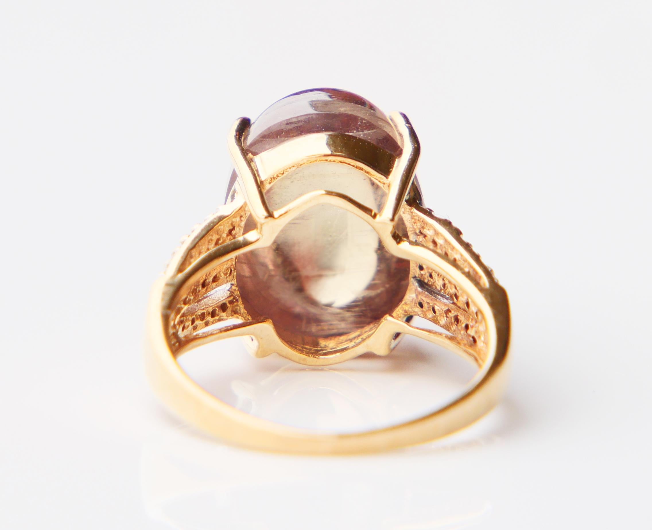 Vintage Ring natürlich 20ct Chrysoberyll Diamanten massiv 9K Gold Ø 7.5US / 7.4 gr im Angebot 9