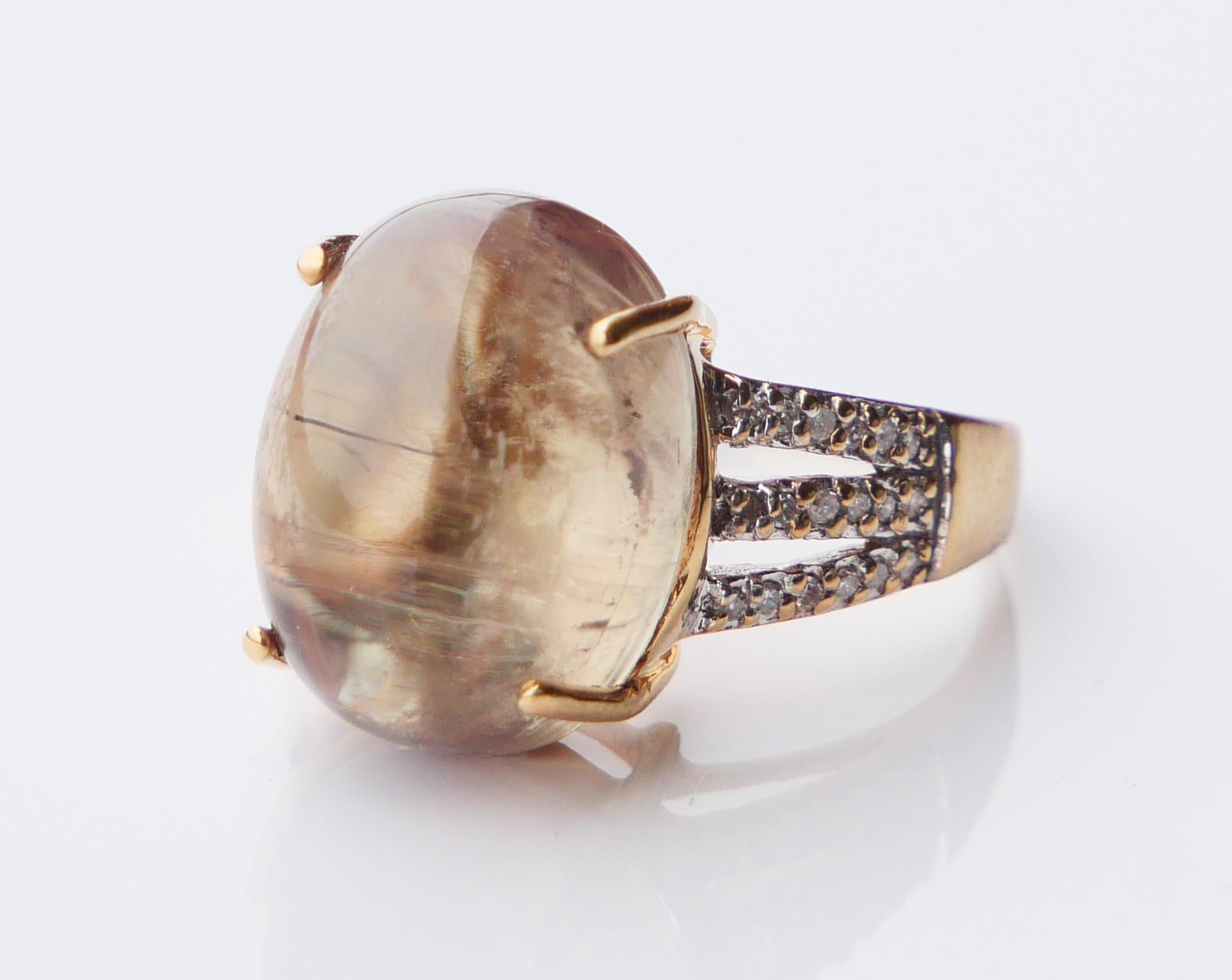 Vintage Ring natürlich 20ct Chrysoberyll Diamanten massiv 9K Gold Ø 7.5US / 7.4 gr im Angebot 11