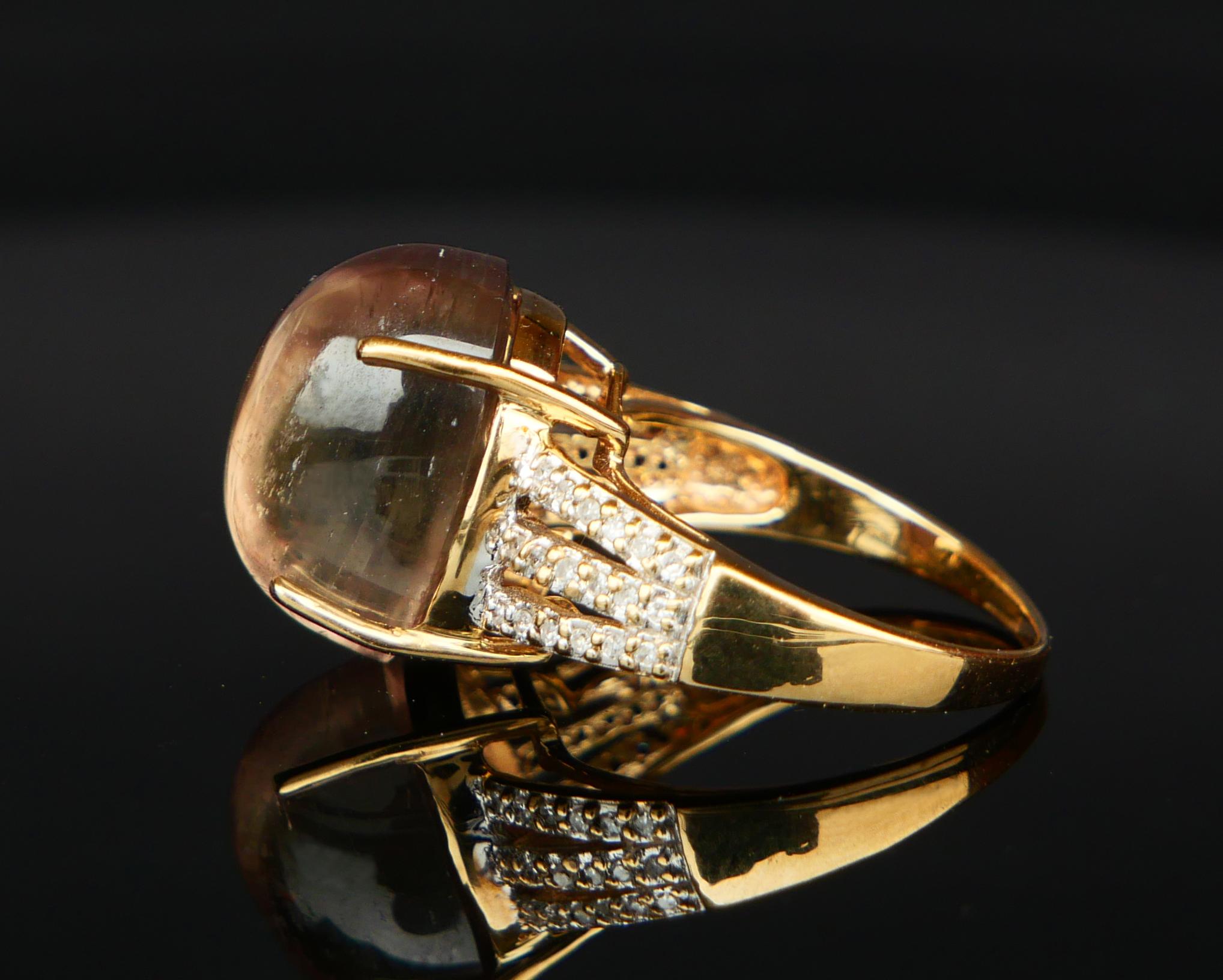 Vintage Ring natürlich 20ct Chrysoberyll Diamanten massiv 9K Gold Ø 7.5US / 7.4 gr im Angebot 2