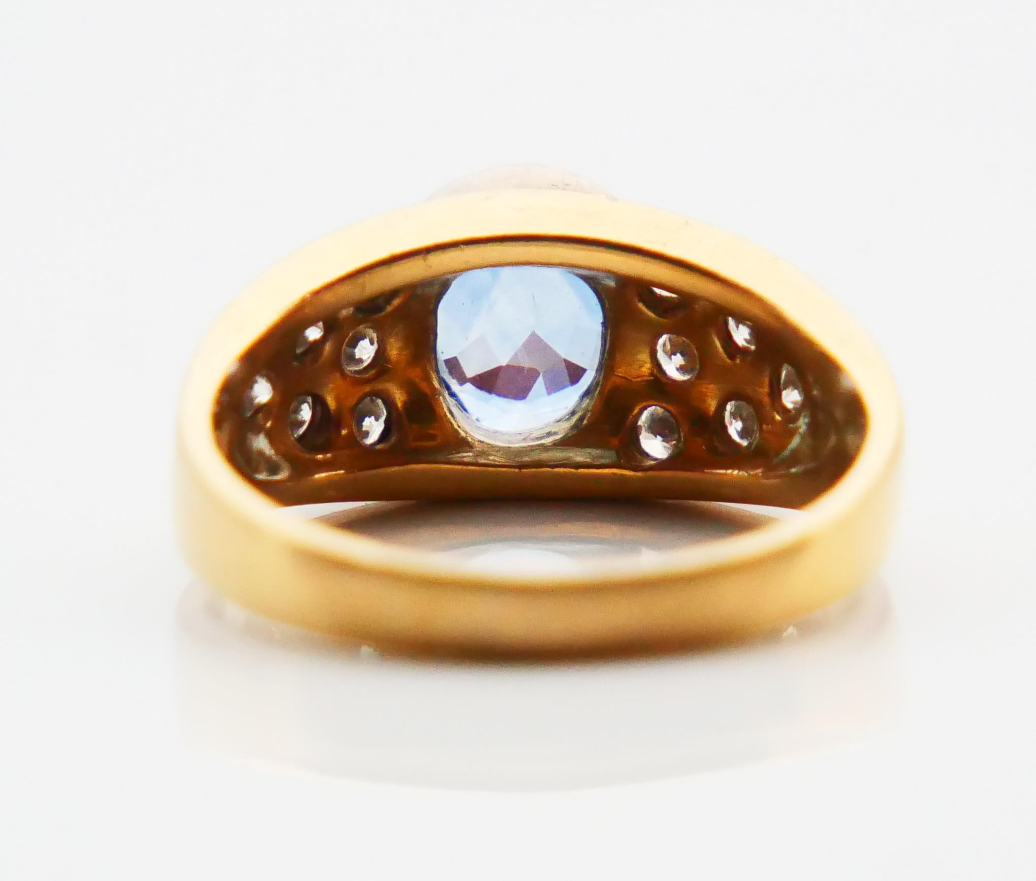 Vintage Ring natürlich 2ct Blauer Saphir Diamanten massiv 18K Gold Ø7US /5.8gr im Angebot 3