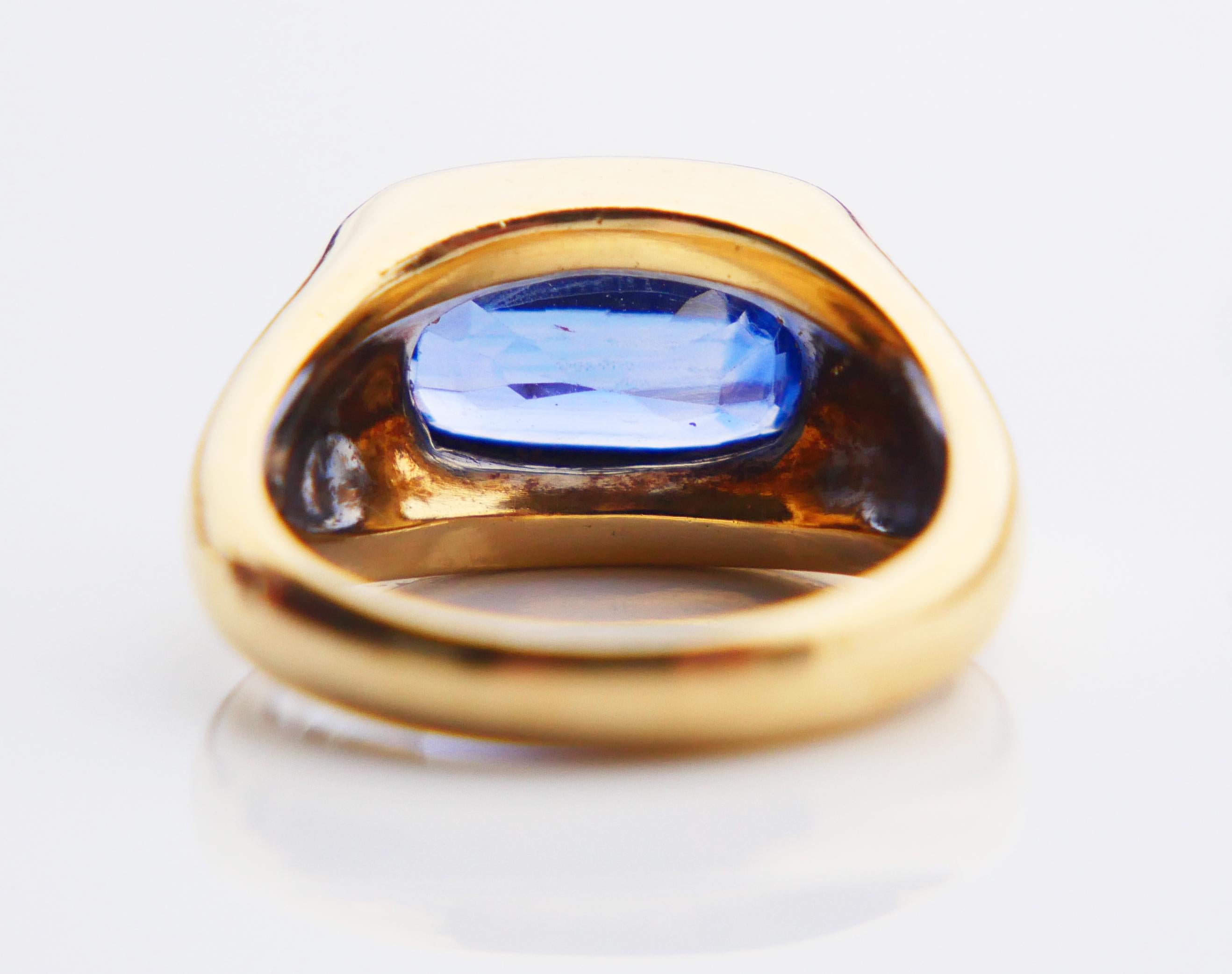 Vintage Ring natürlich 4ct.Blue Cornflower Sapphire massiv 18K Gold ØUS3.75/ 8.56gr im Angebot 6