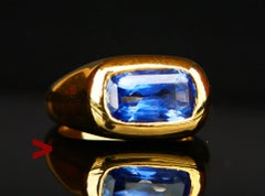 Vintage Ring natural 4ct.Blue Cornflower Sapphire solid 18K Gold ØUS3.75/ 8.56gr