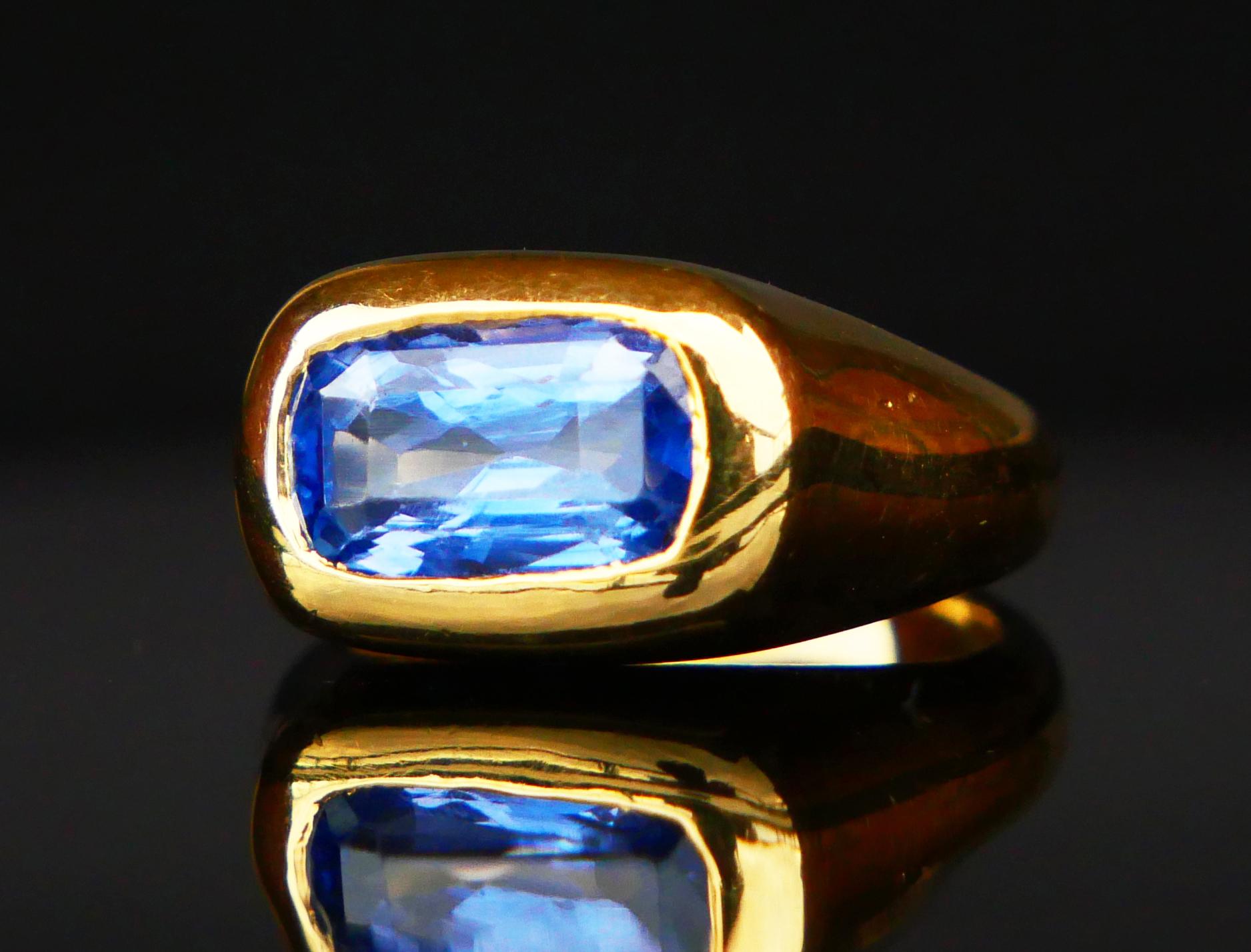 Vintage Ring natürlich 4ct.Blue Cornflower Sapphire massiv 18K Gold ØUS3.75/ 8.56gr für Damen oder Herren im Angebot