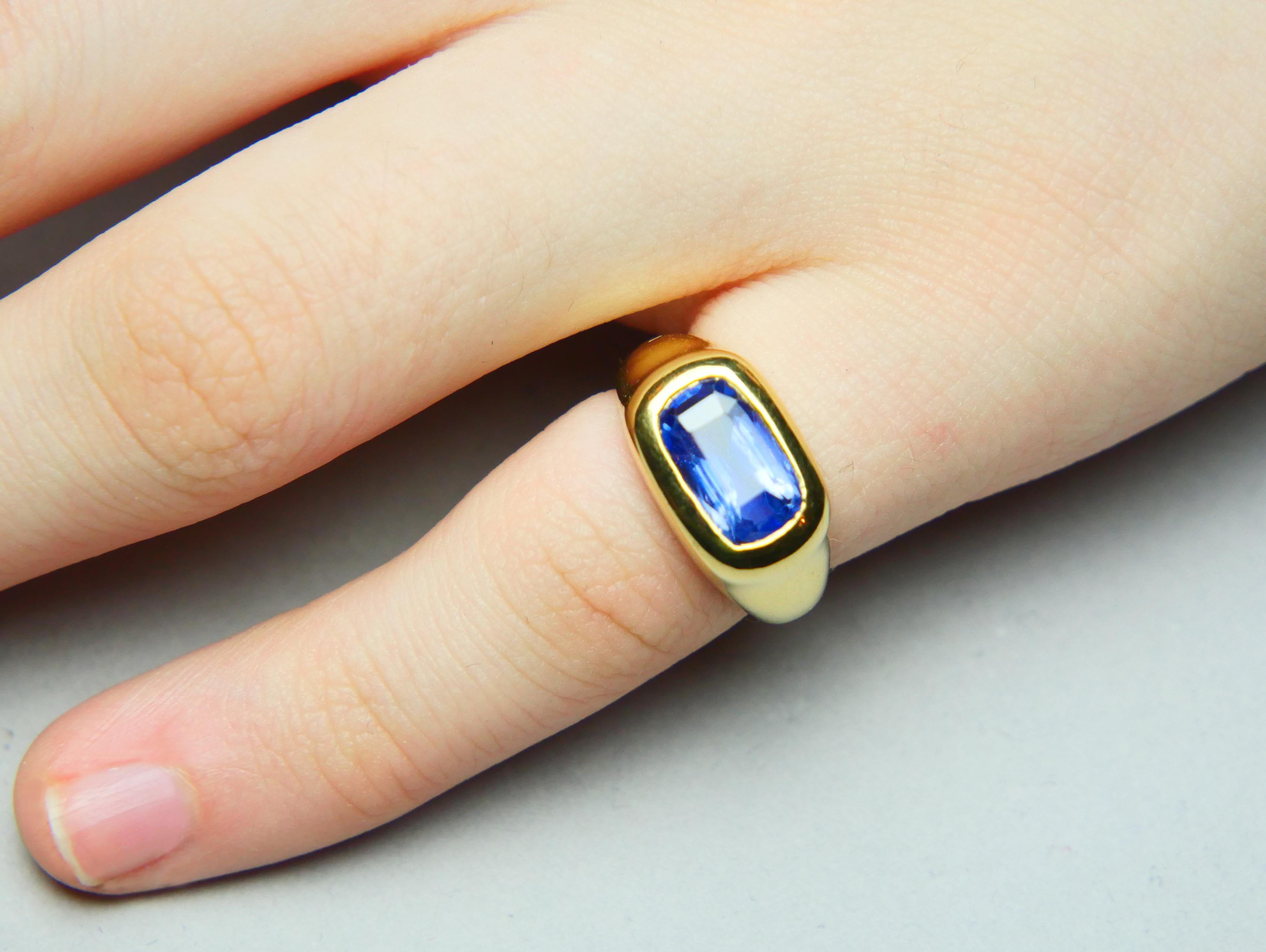 Vintage Ring natürlich 4ct.Blue Cornflower Sapphire massiv 18K Gold ØUS3.75/ 8.56gr im Angebot 2