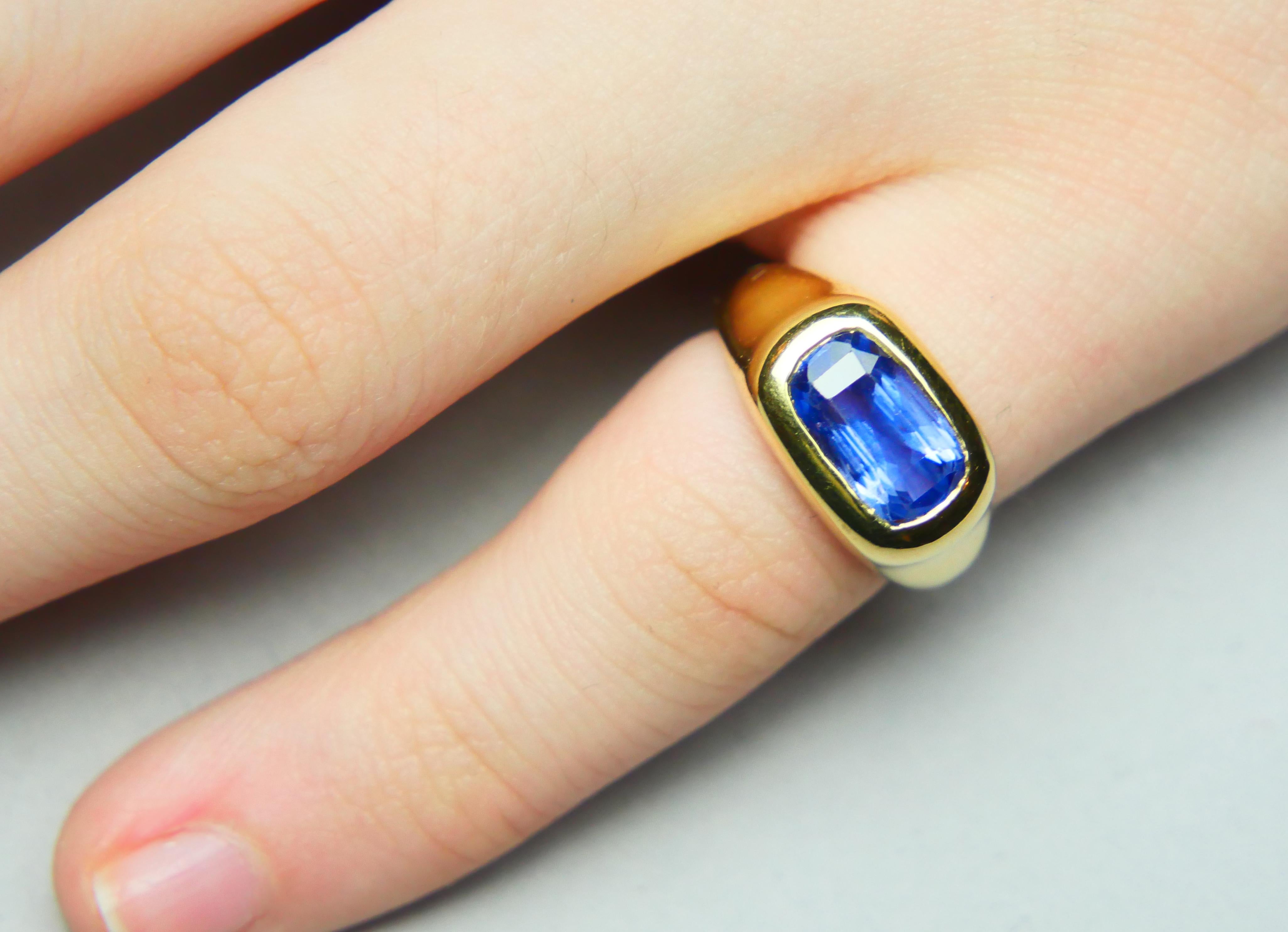 Vintage Ring natürlich 4ct.Blue Cornflower Sapphire massiv 18K Gold ØUS3.75/ 8.56gr im Angebot 3